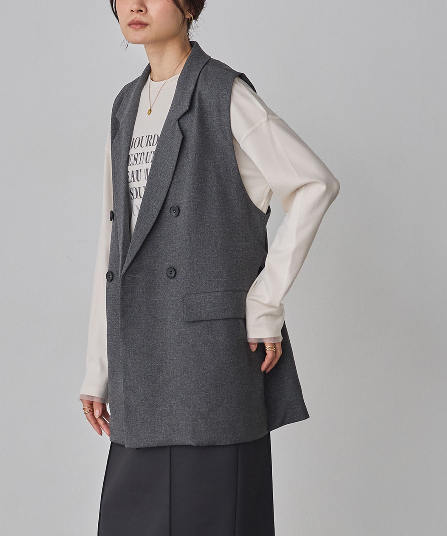 [LIMITED] [SETUP] HEATHER TONE MIDI GILET