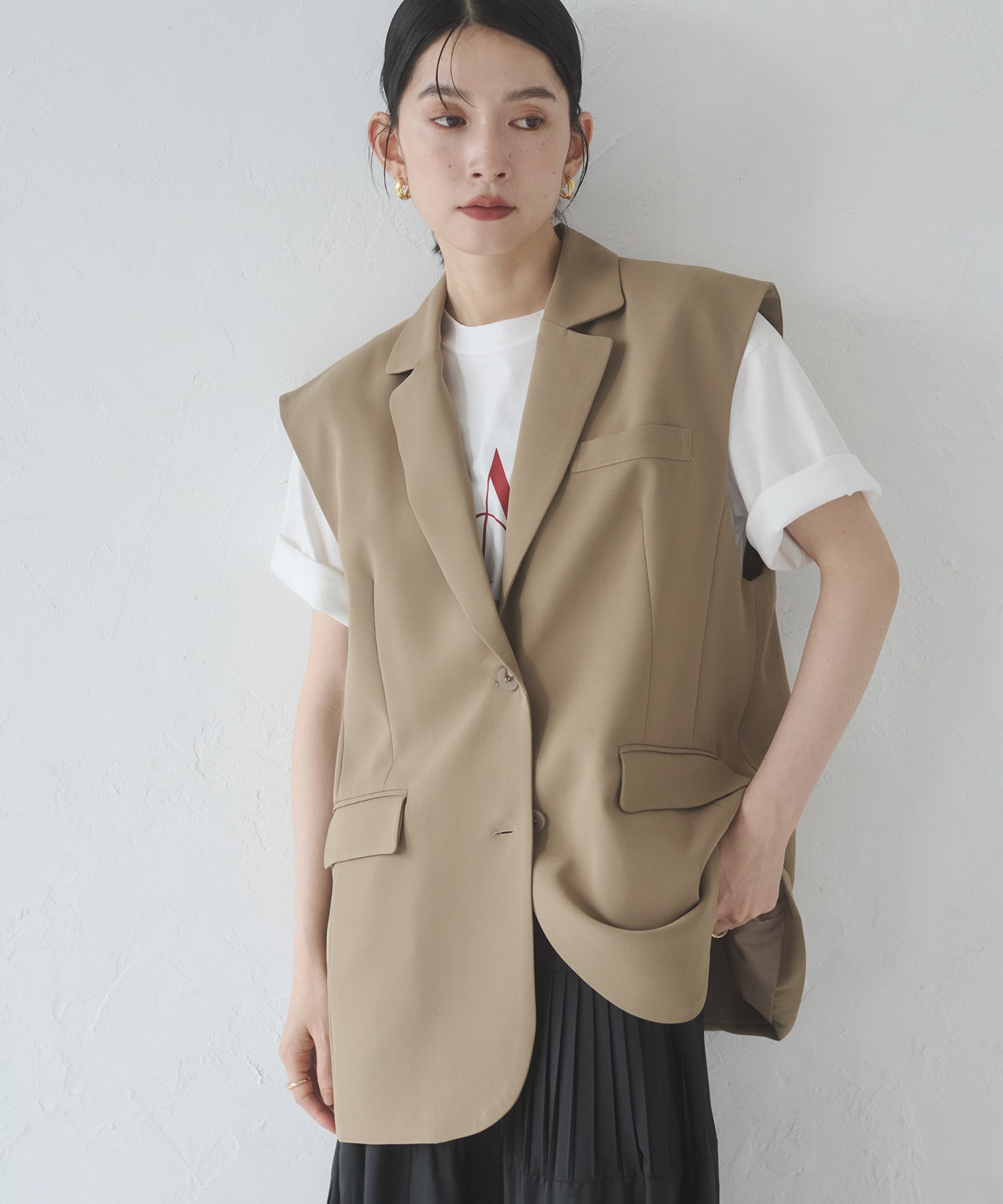 ポリツイル バックファスナーベスト