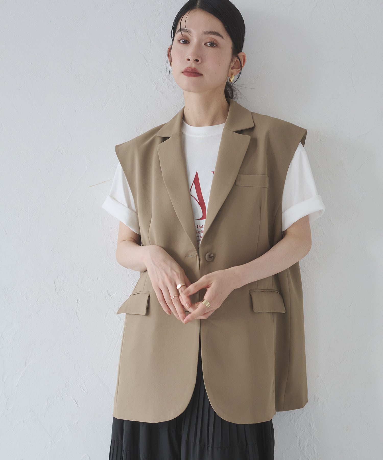 ポリツイル バックファスナーベスト