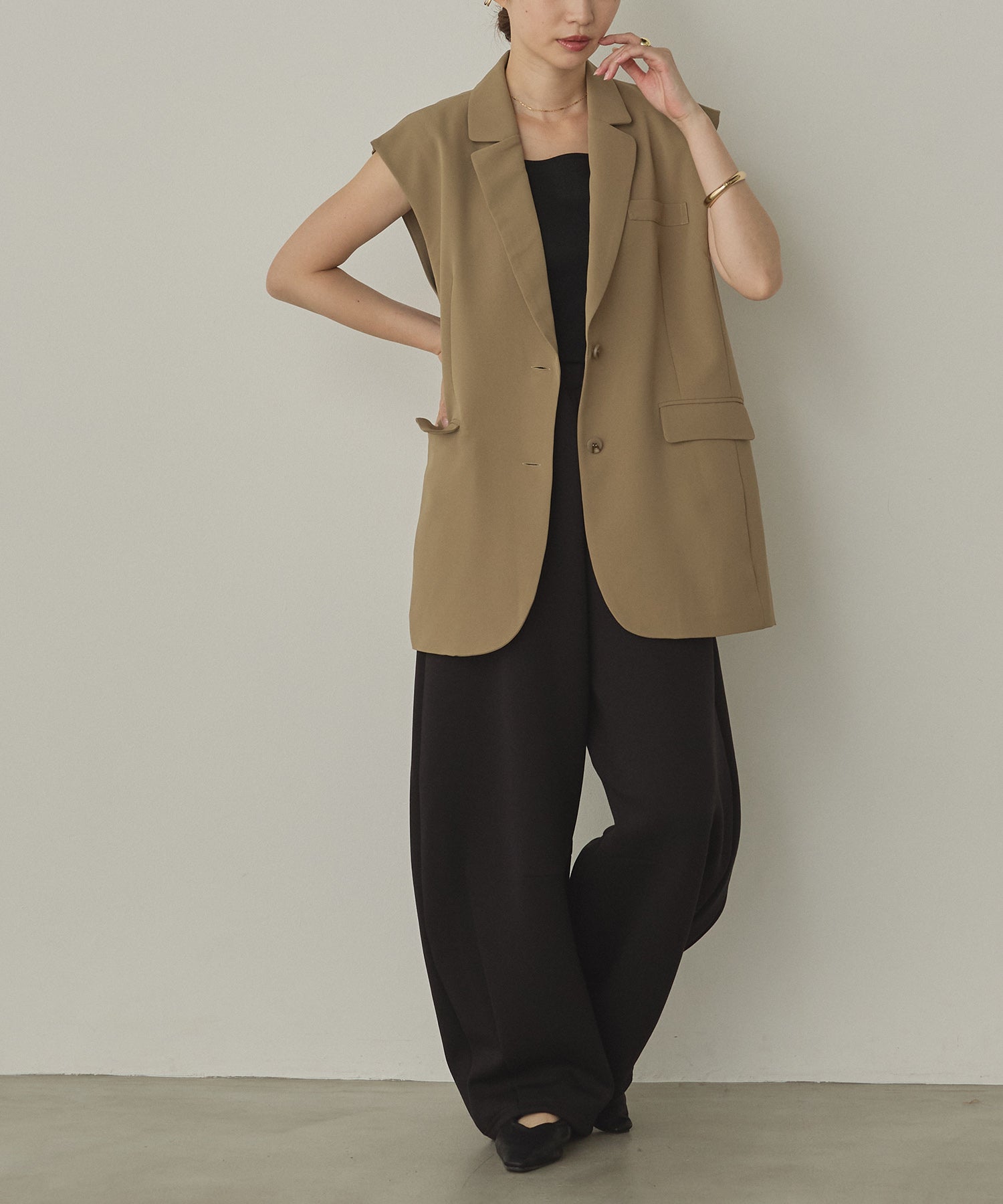 専用ジレ POLY TWILL BACK FASTENER VEST