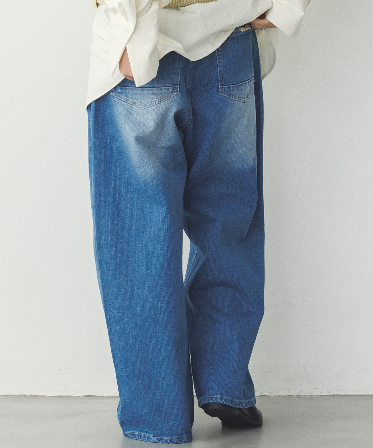 ストレッチデニム ワイドパンツ
