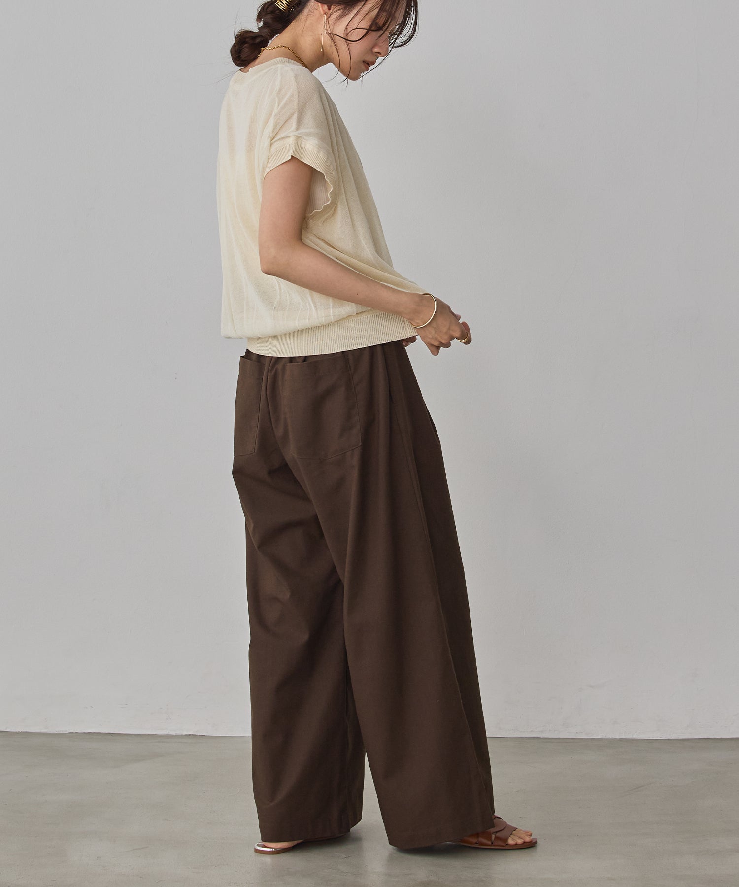 FRENCH LINEN WIDE-LEG PANTS