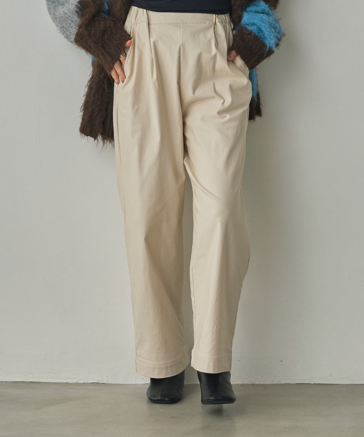 [STRETCH] BRUSHED-LINING BARIRAKU STRAIGHT TROUSERS