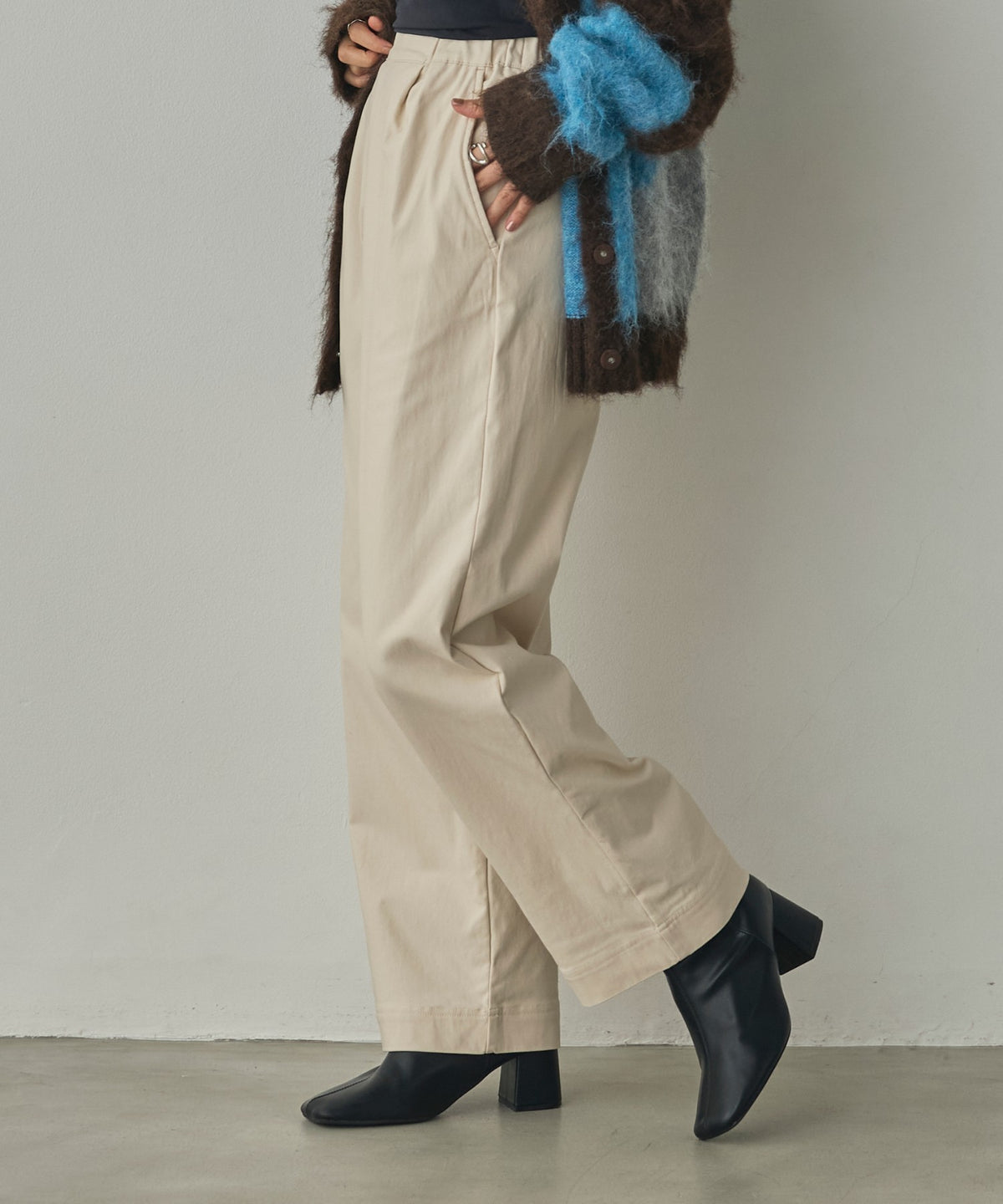 [STRETCH] BRUSHED-LINING BARIRAKU STRAIGHT TROUSERS