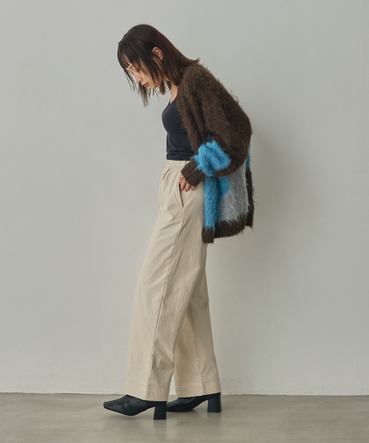[STRETCH] BRUSHED-LINING BARIRAKU STRAIGHT TROUSERS