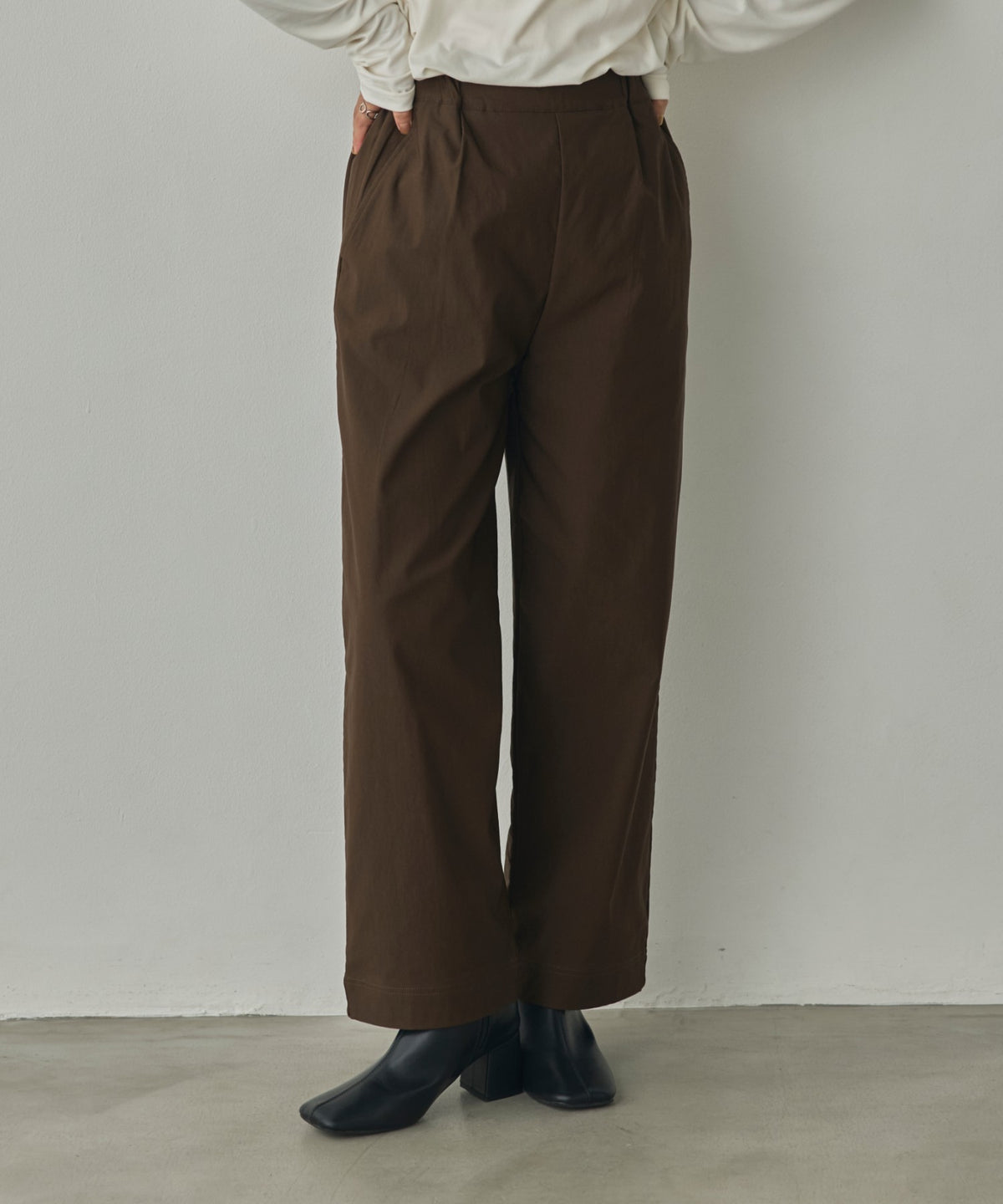 [STRETCH] BRUSHED-LINING BARIRAKU STRAIGHT TROUSERS