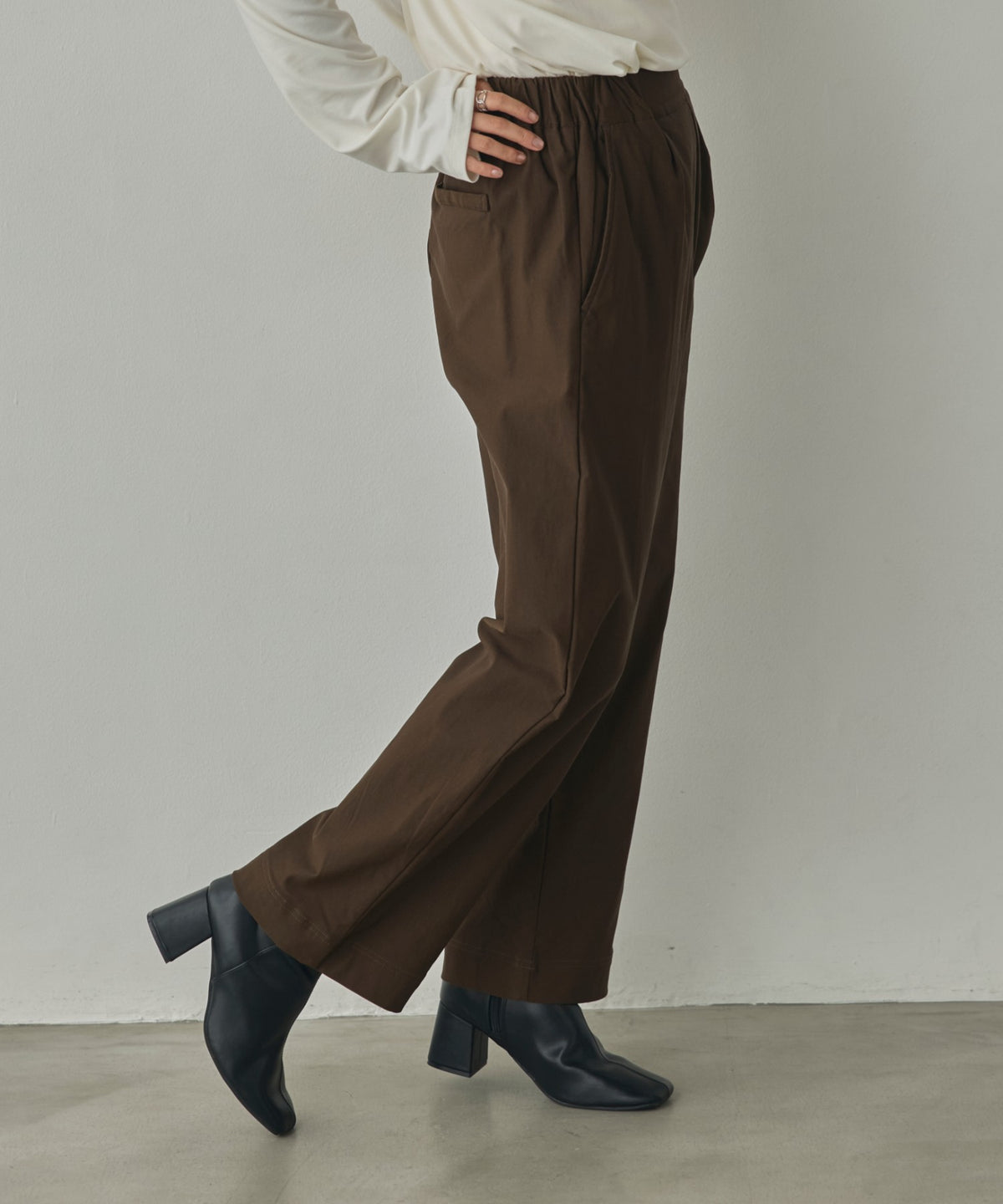 [STRETCH] BRUSHED-LINING BARIRAKU STRAIGHT TROUSERS