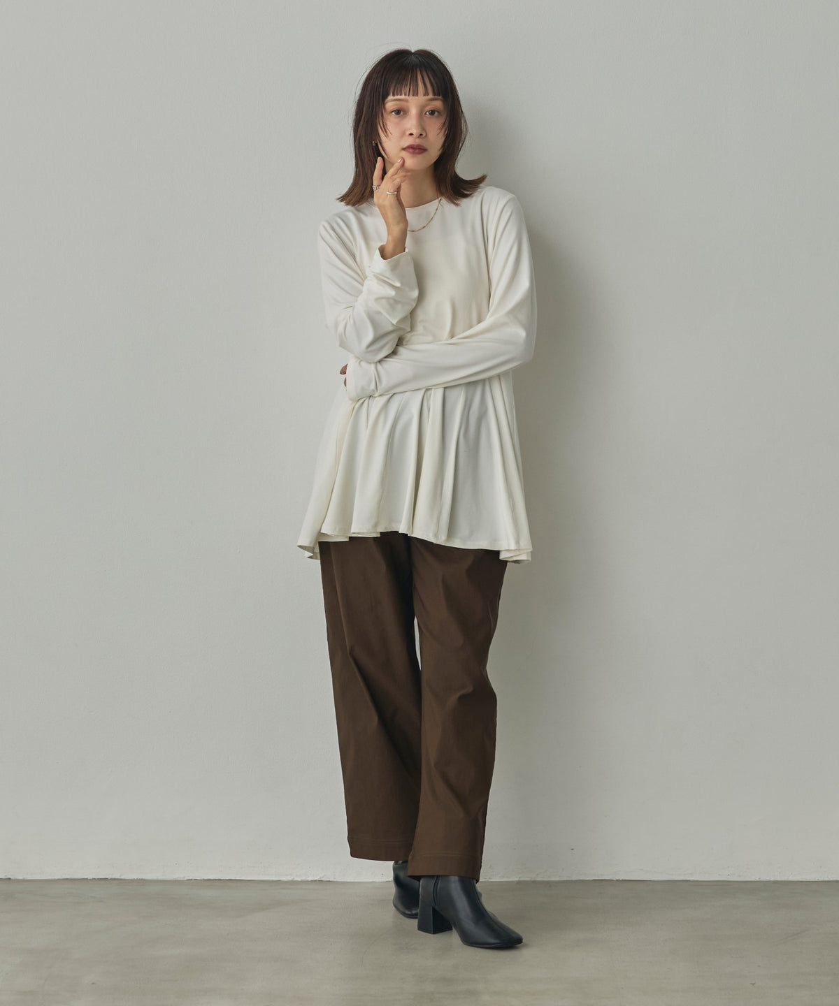 [STRETCH] BRUSHED-LINING BARIRAKU STRAIGHT TROUSERS