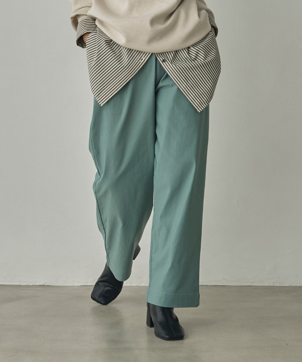 [STRETCH] BRUSHED-LINING BARIRAKU STRAIGHT TROUSERS