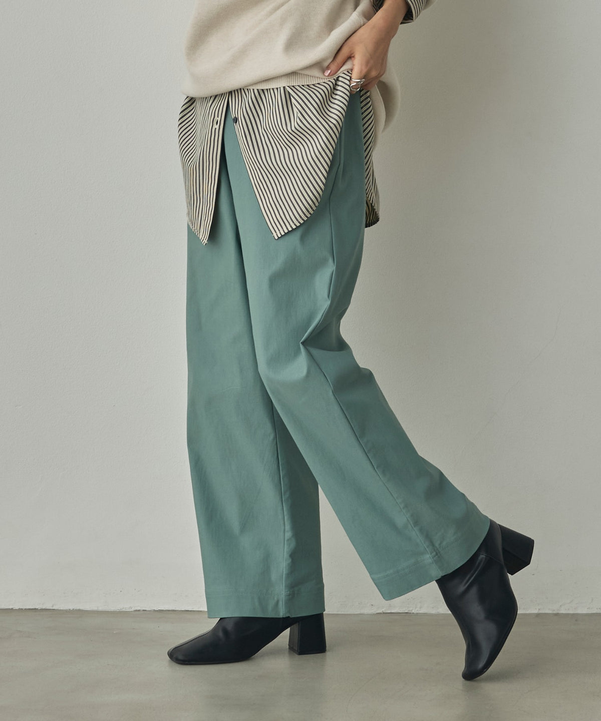 [STRETCH] BRUSHED-LINING BARIRAKU STRAIGHT TROUSERS
