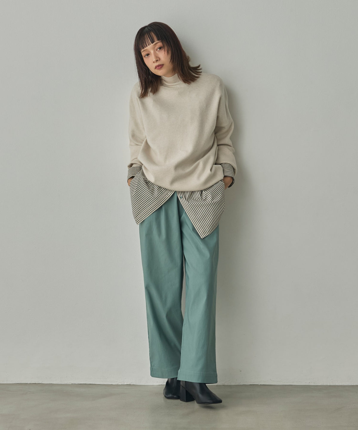 [STRETCH] BRUSHED-LINING BARIRAKU STRAIGHT TROUSERS