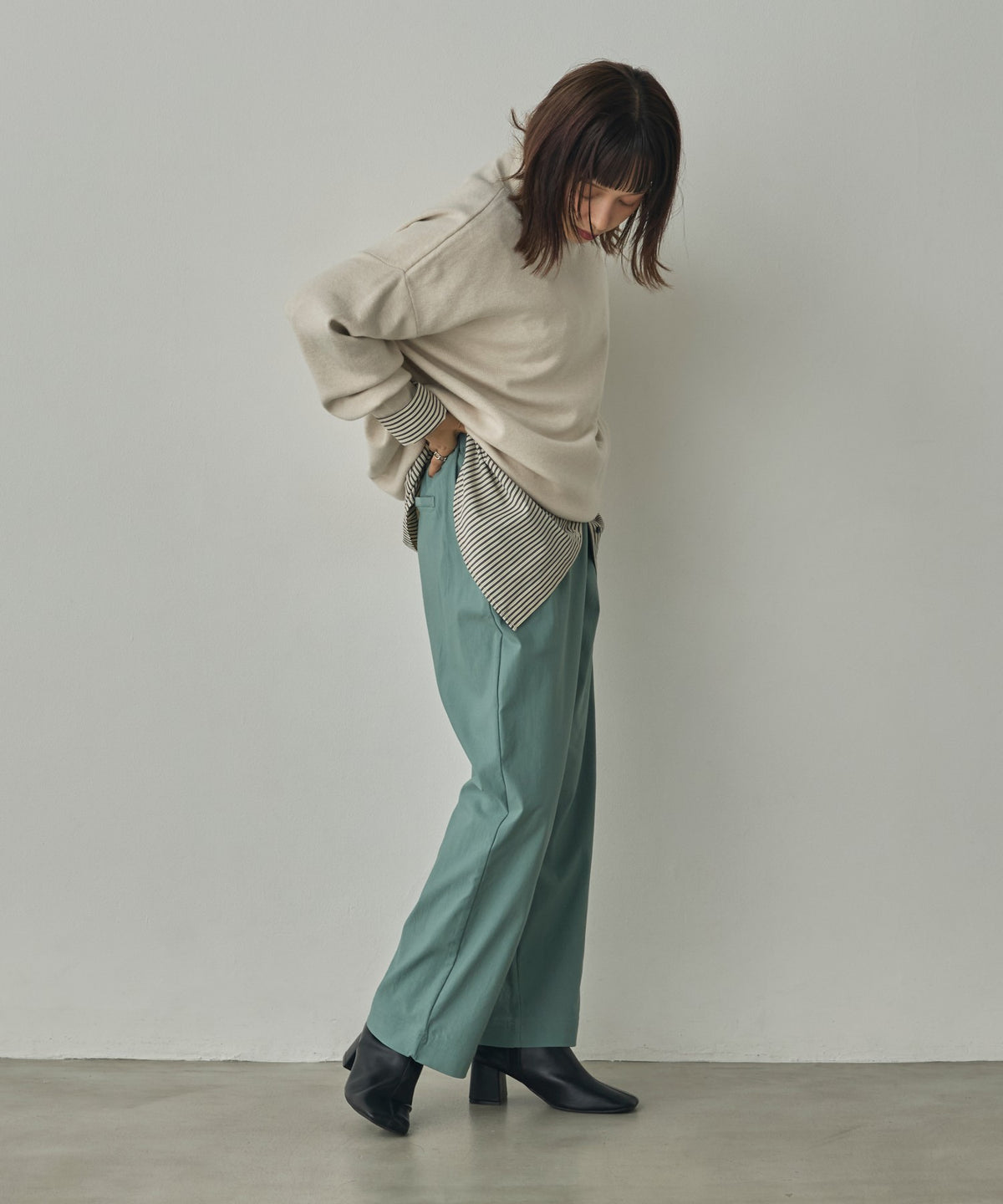 [STRETCH] BRUSHED-LINING BARIRAKU STRAIGHT TROUSERS