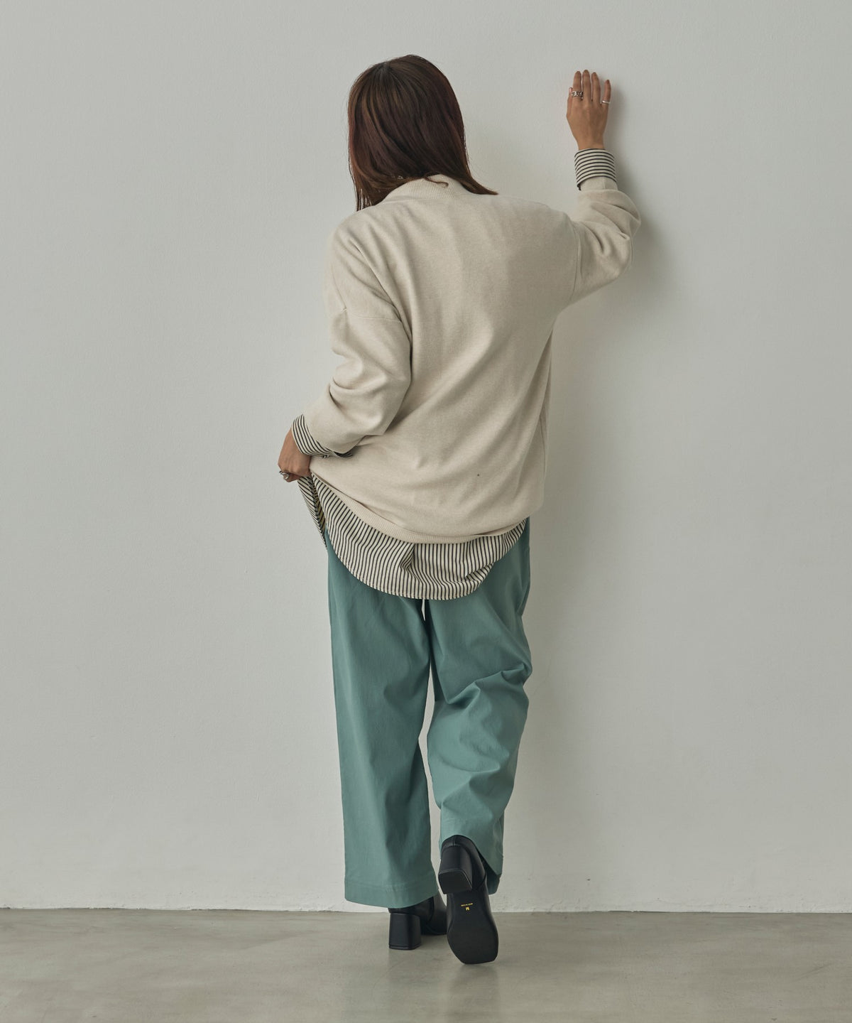 [STRETCH] BRUSHED-LINING BARIRAKU STRAIGHT TROUSERS