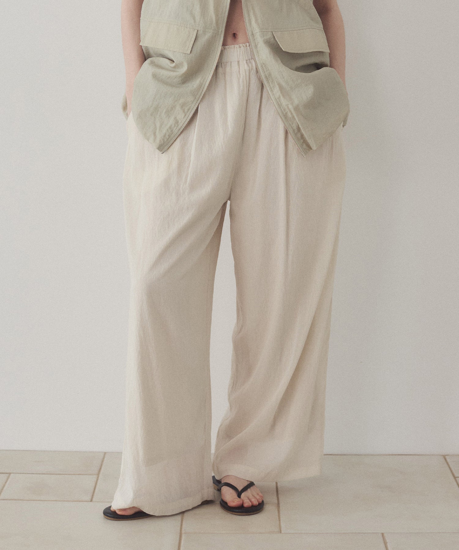 CUT-JACQUARD EASY PANTS