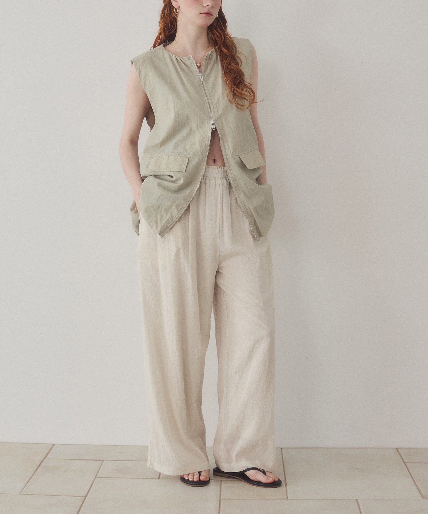 CUT-JACQUARD EASY PANTS