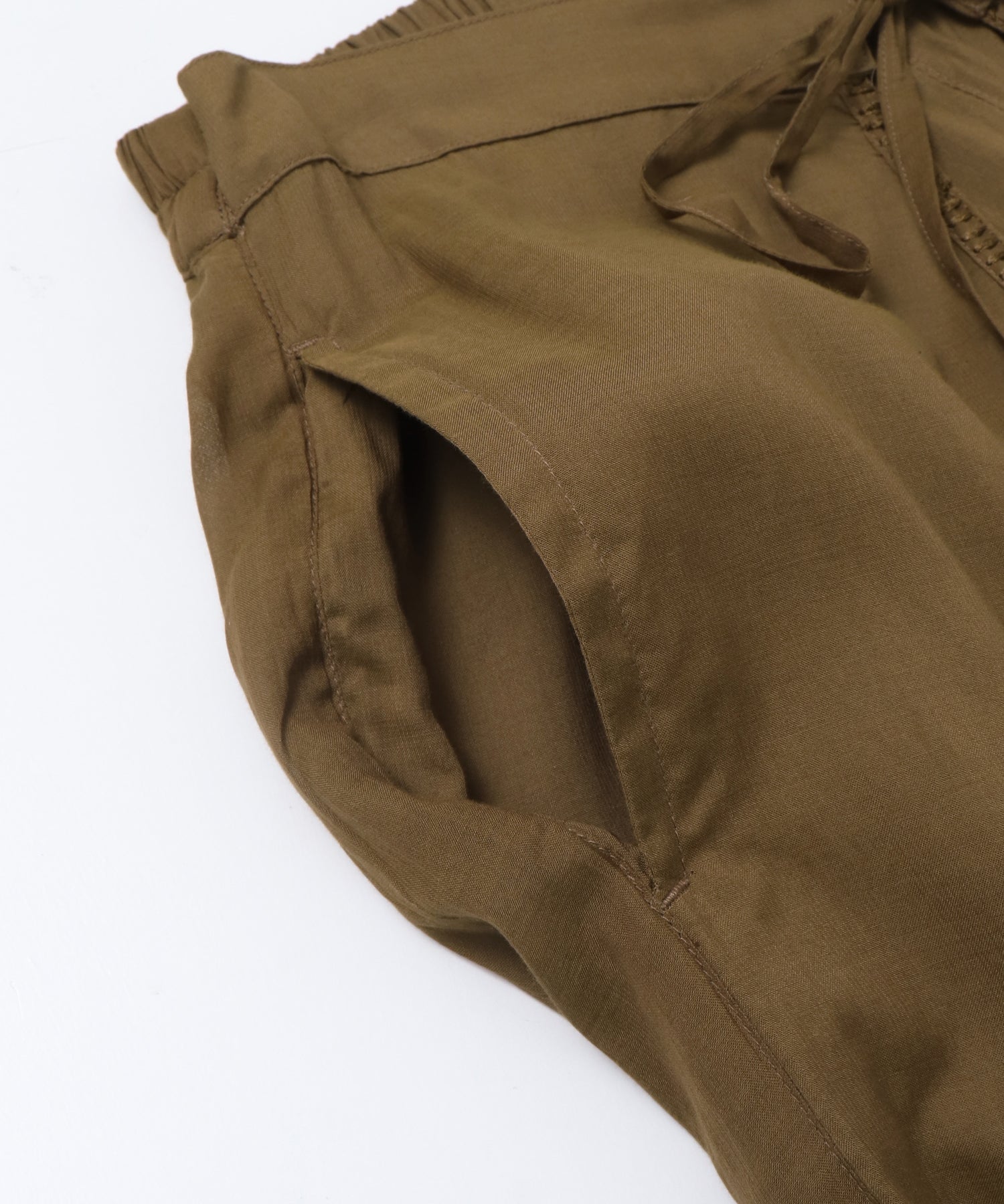HEM-EMBROIDERED WRAP PANTS