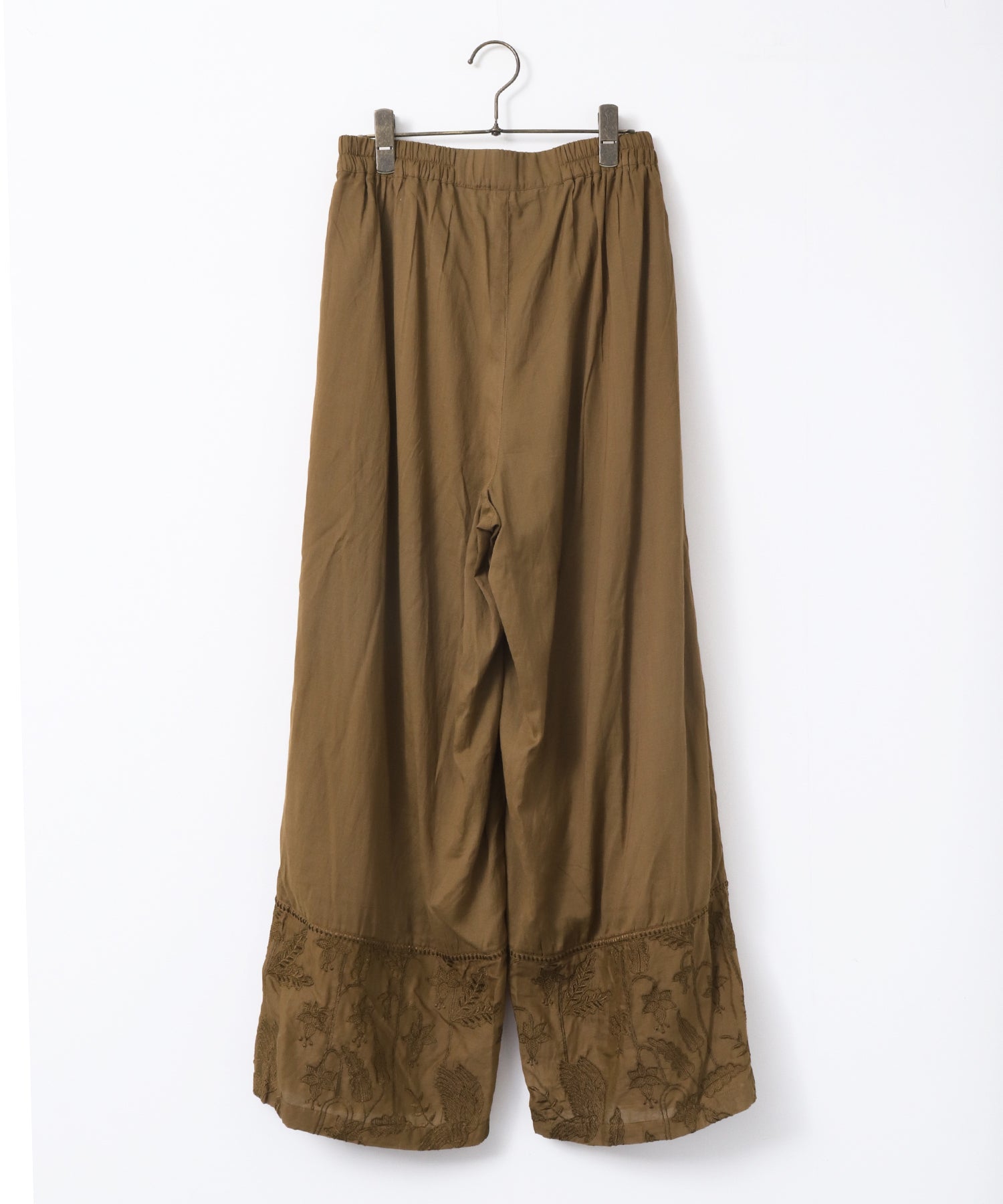 HEM-EMBROIDERED WRAP PANTS