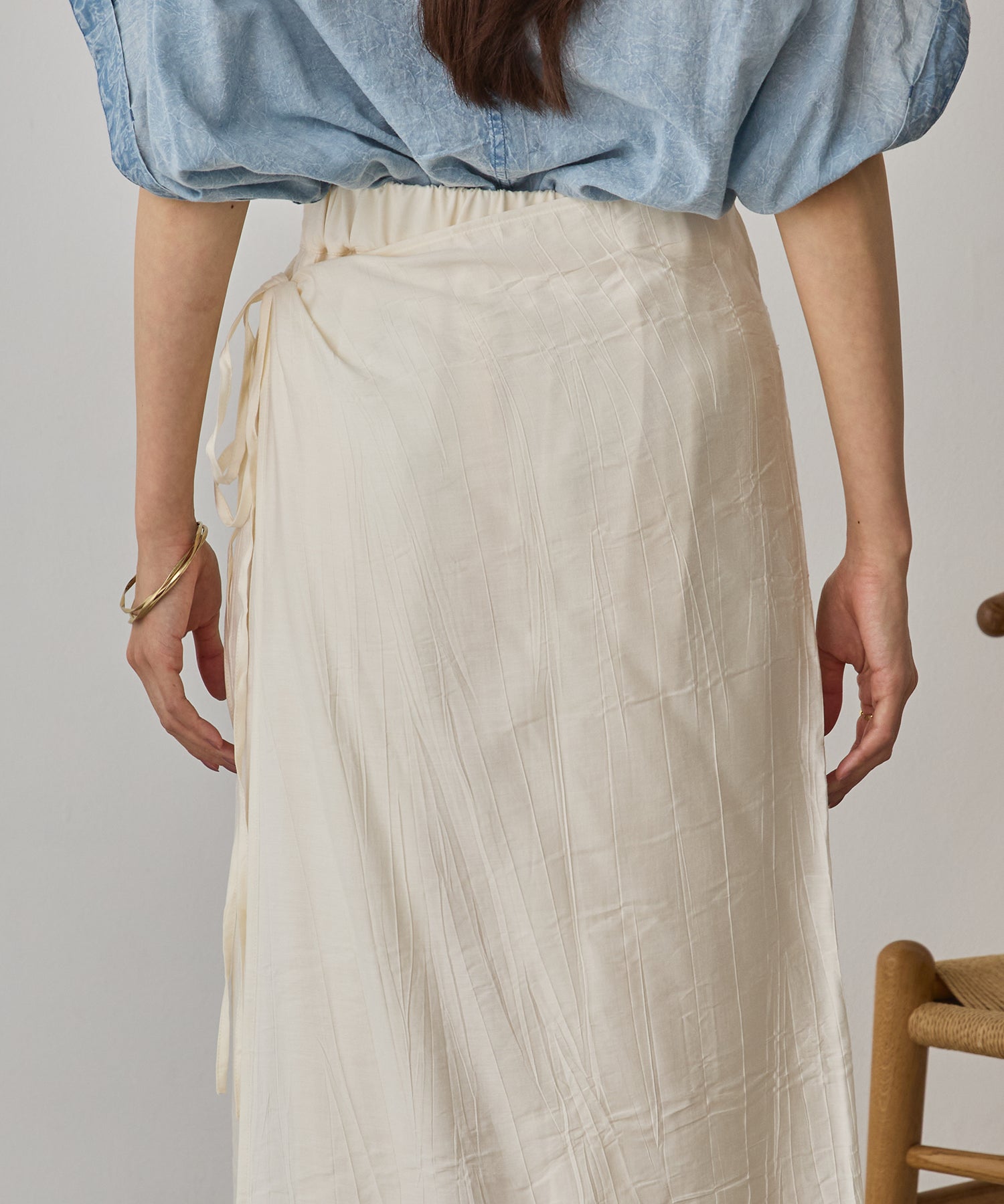 [LIMITED]WASH-SATIN LAYERED SKIRT/PANTS