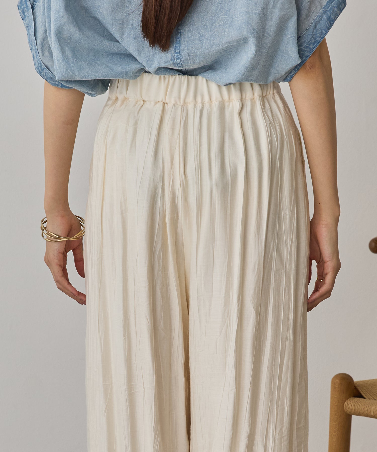 [LIMITED]WASH-SATIN LAYERED SKIRT/PANTS