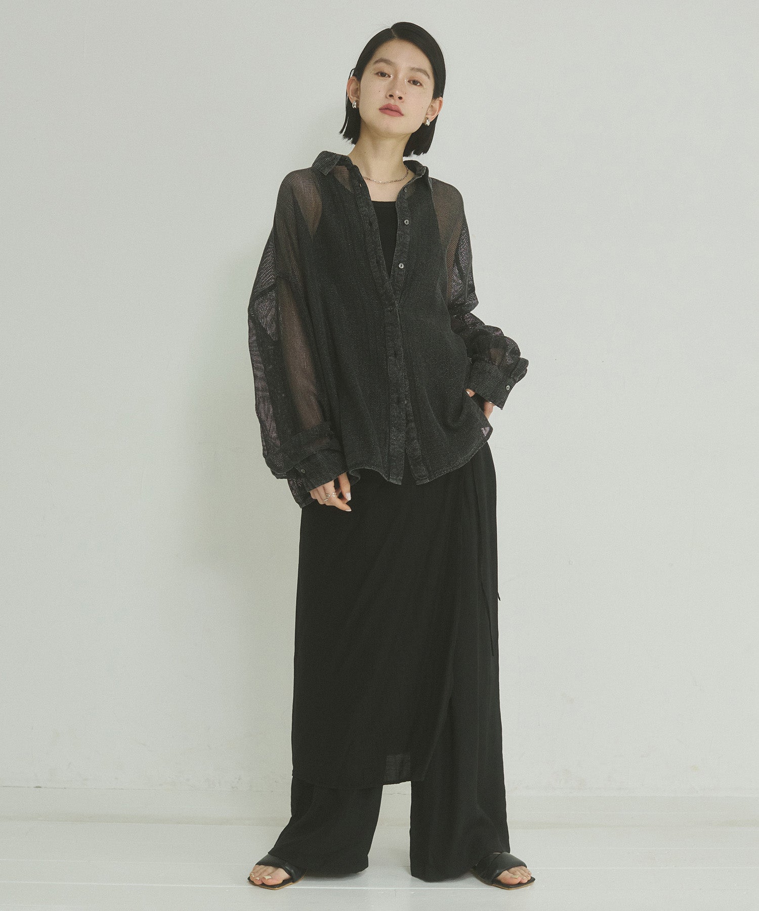 [LIMITED]WASH-SATIN LAYERED SKIRT/PANTS
