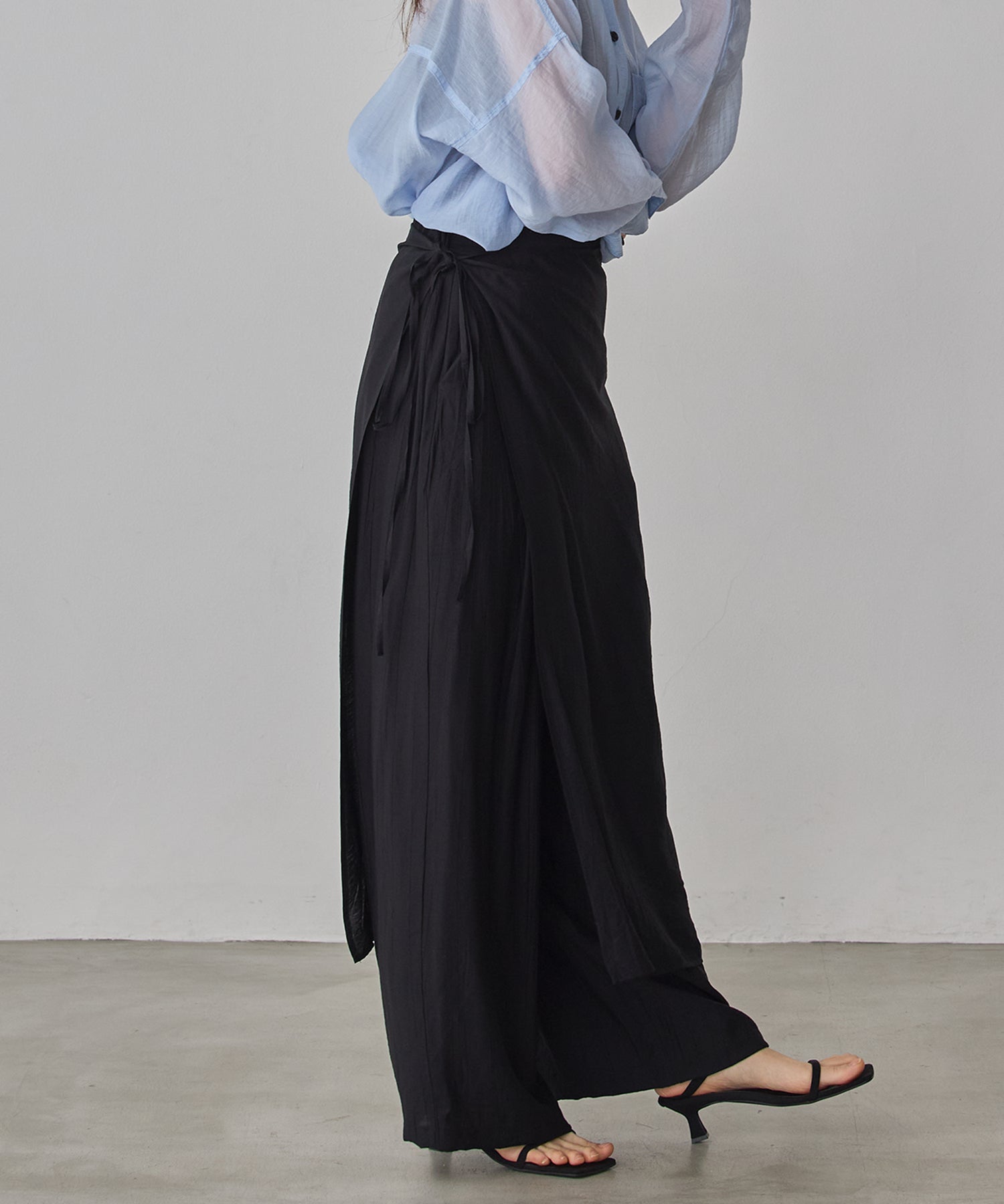[LIMITED]WASH-SATIN LAYERED SKIRT/PANTS