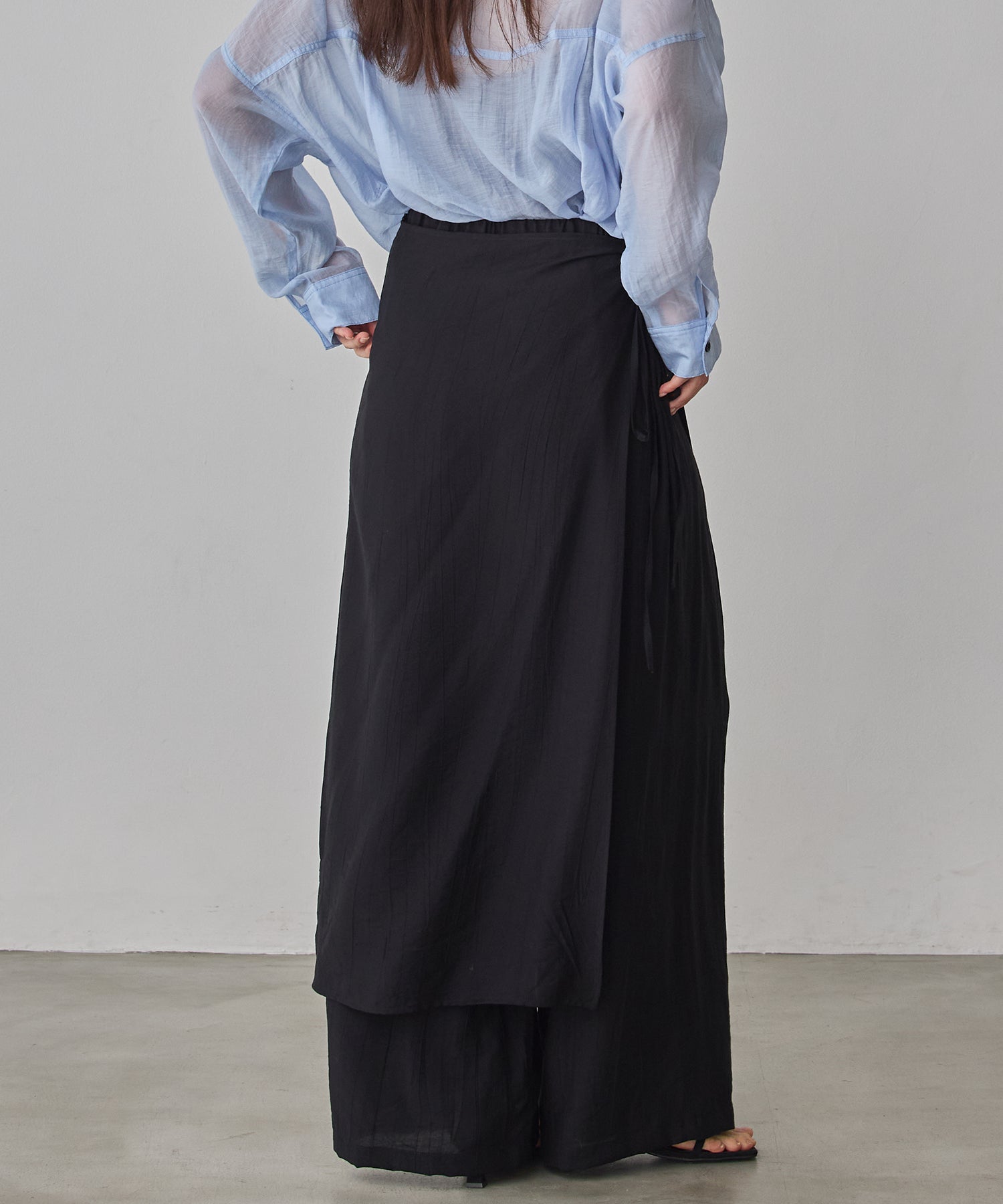 [LIMITED]WASH-SATIN LAYERED SKIRT/PANTS