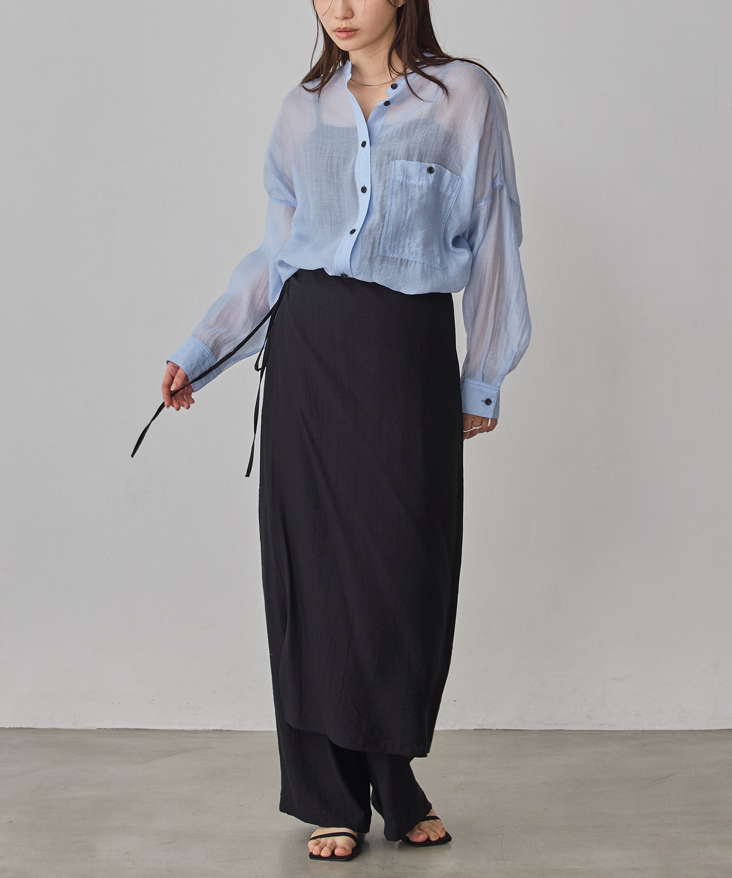 [LIMITED]WASH-SATIN LAYERED SKIRT/PANTS