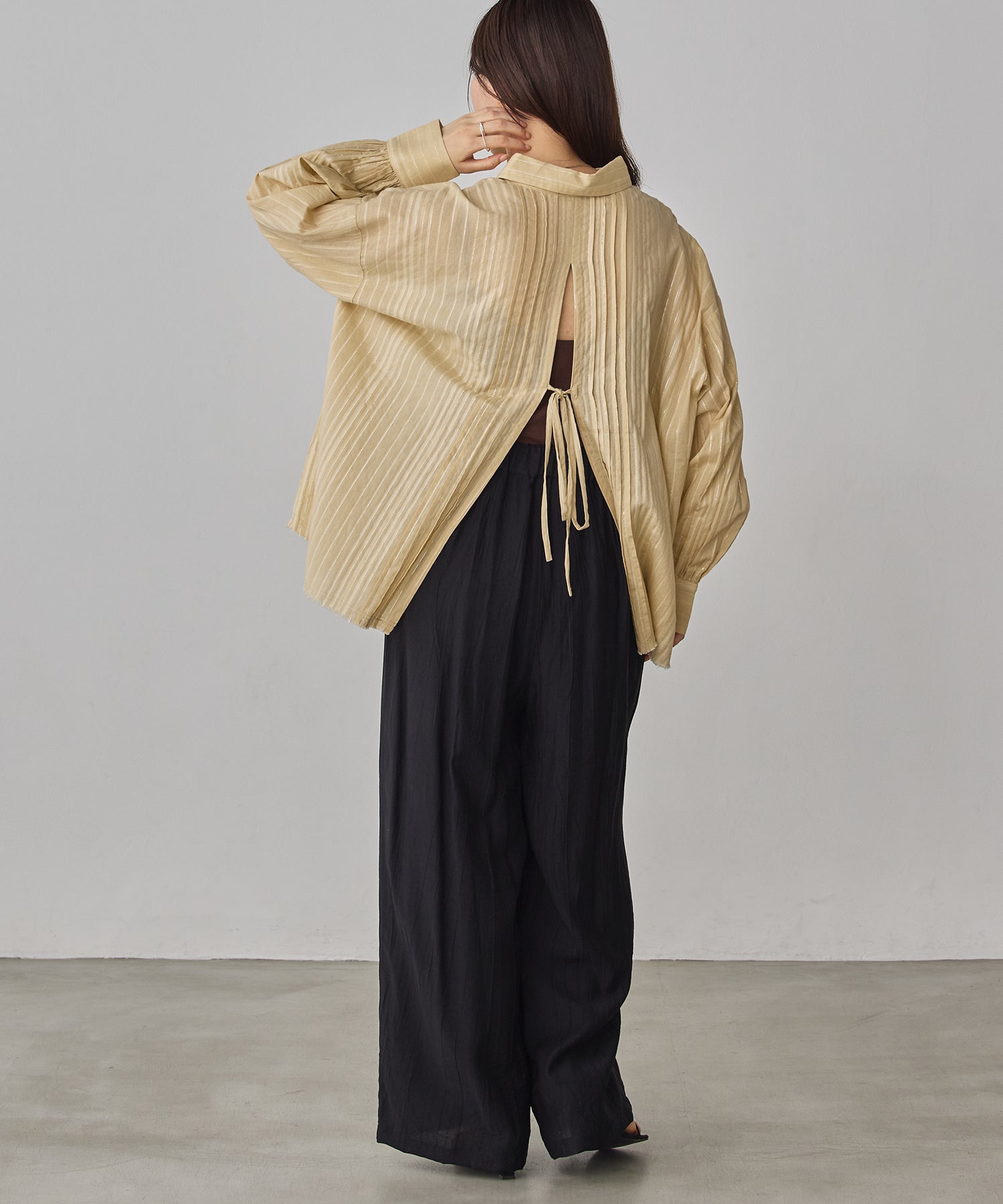 [LIMITED]WASH-SATIN LAYERED SKIRT/PANTS