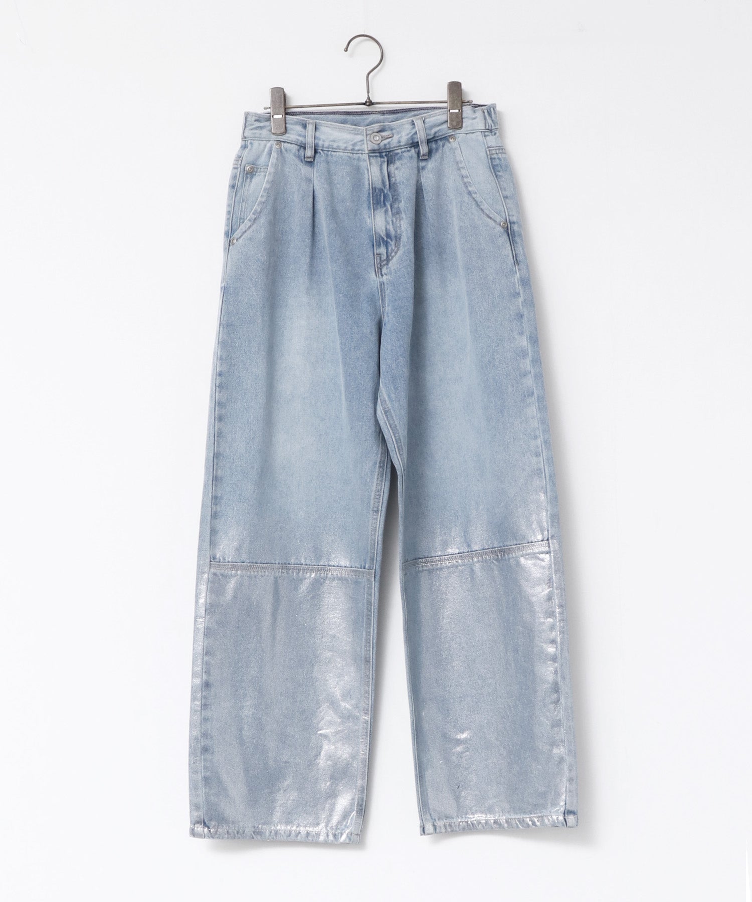 DENIM FOIL PRINT LOOSE PANTS