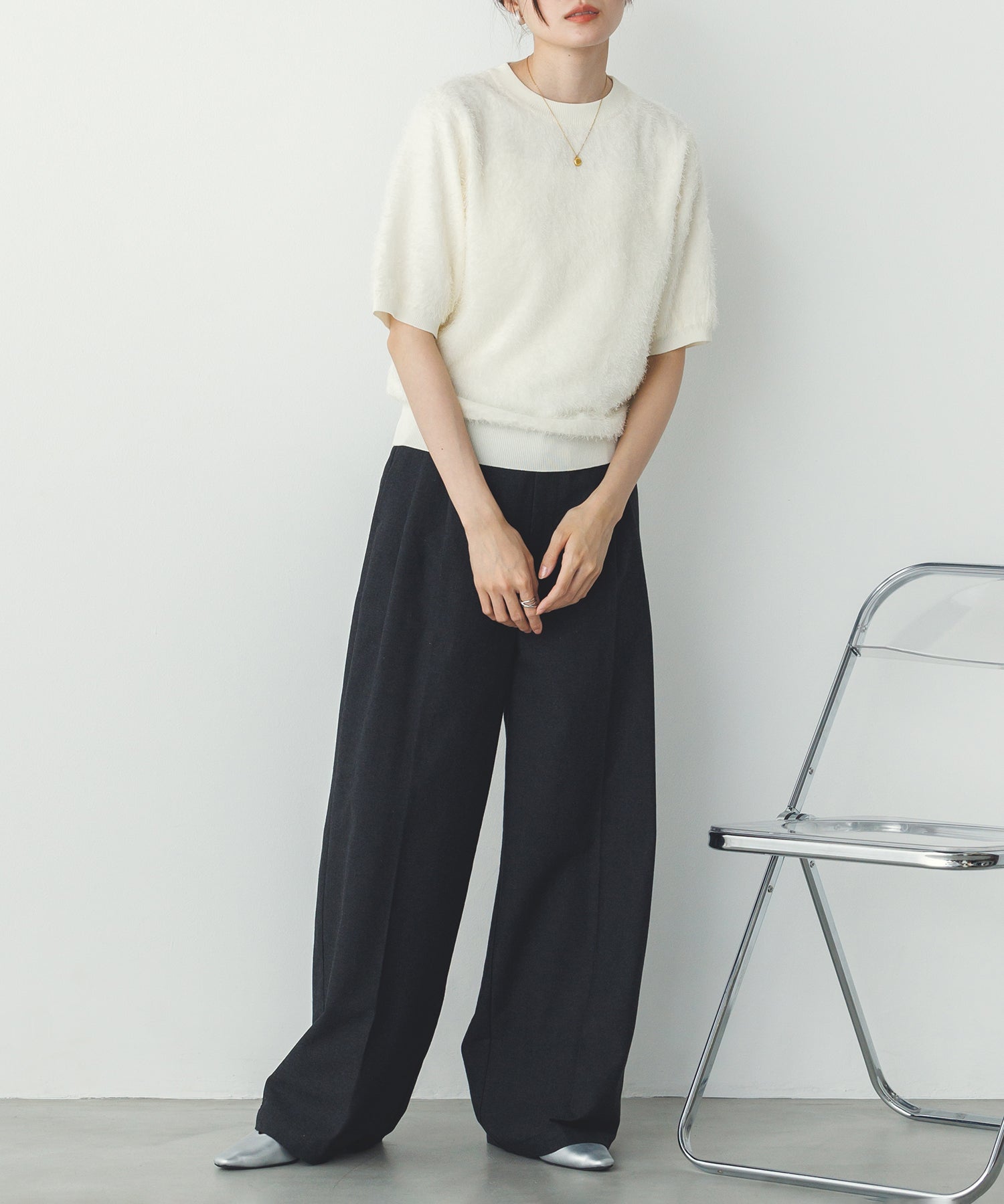 HEMP MIXED TUCK PANTS