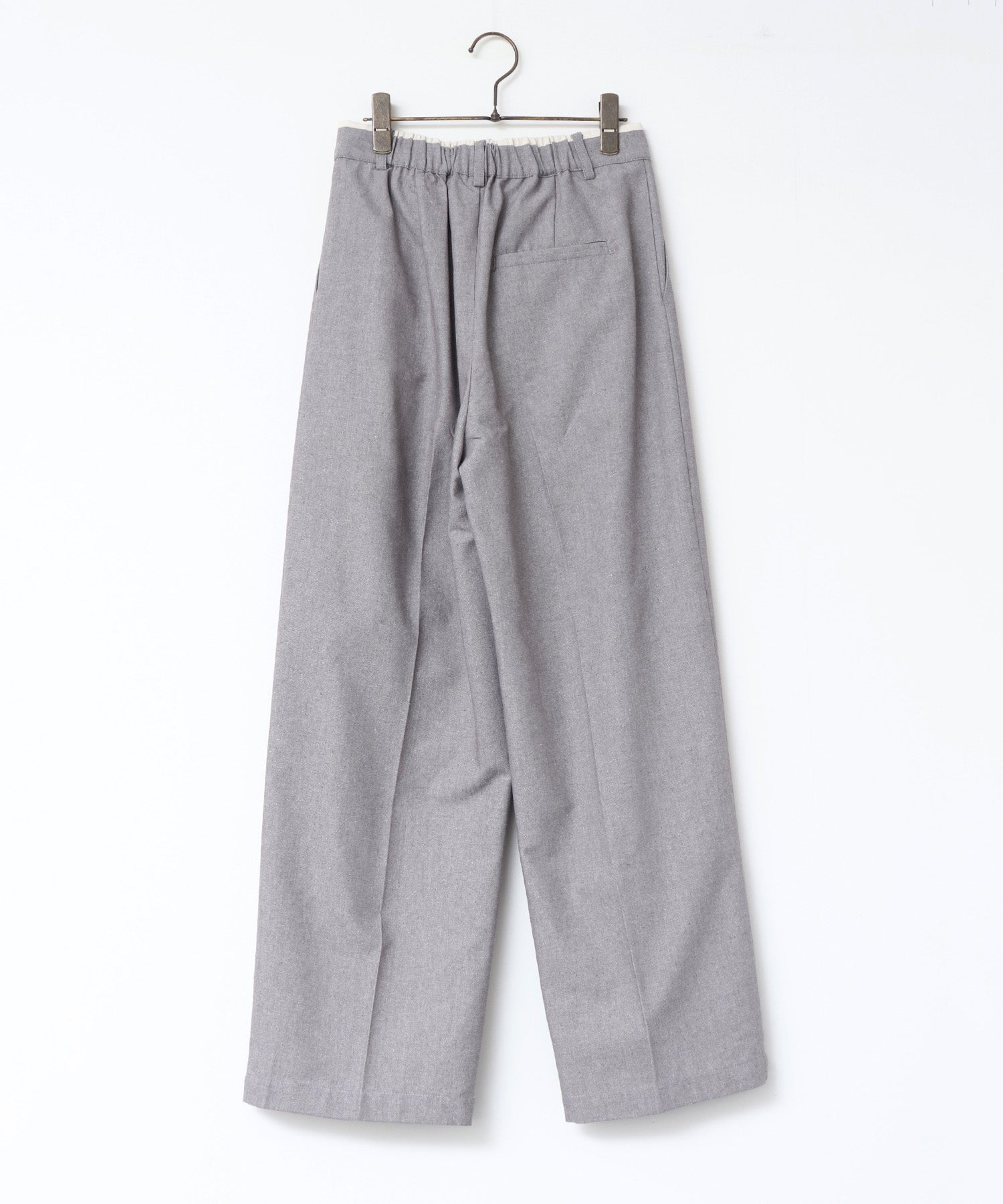 HEMP MIXED TUCK PANTS