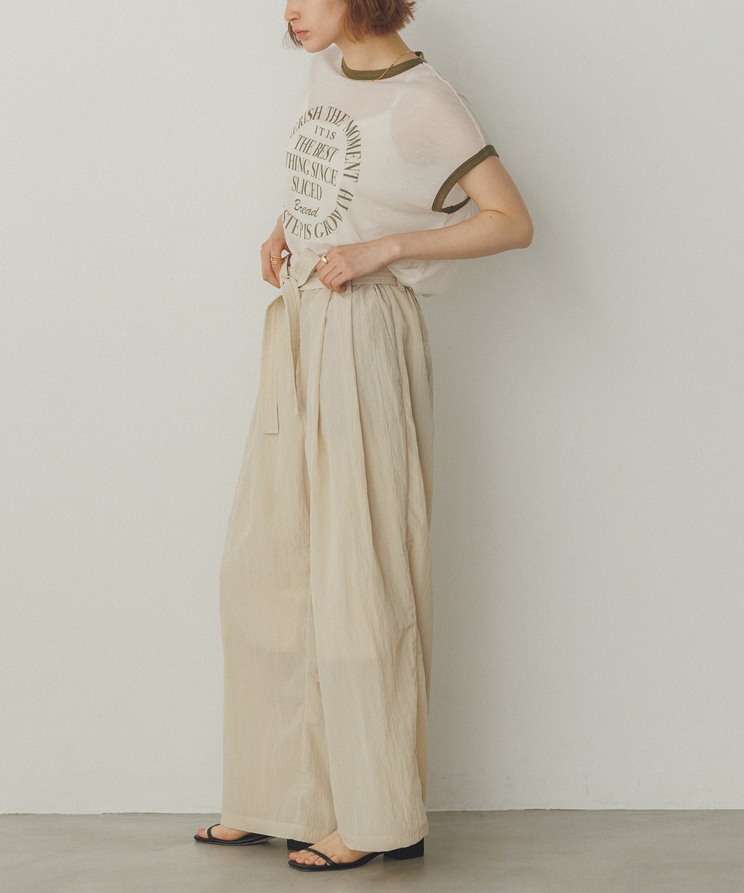 ワッシャー加工 ワイドストレートパンツ