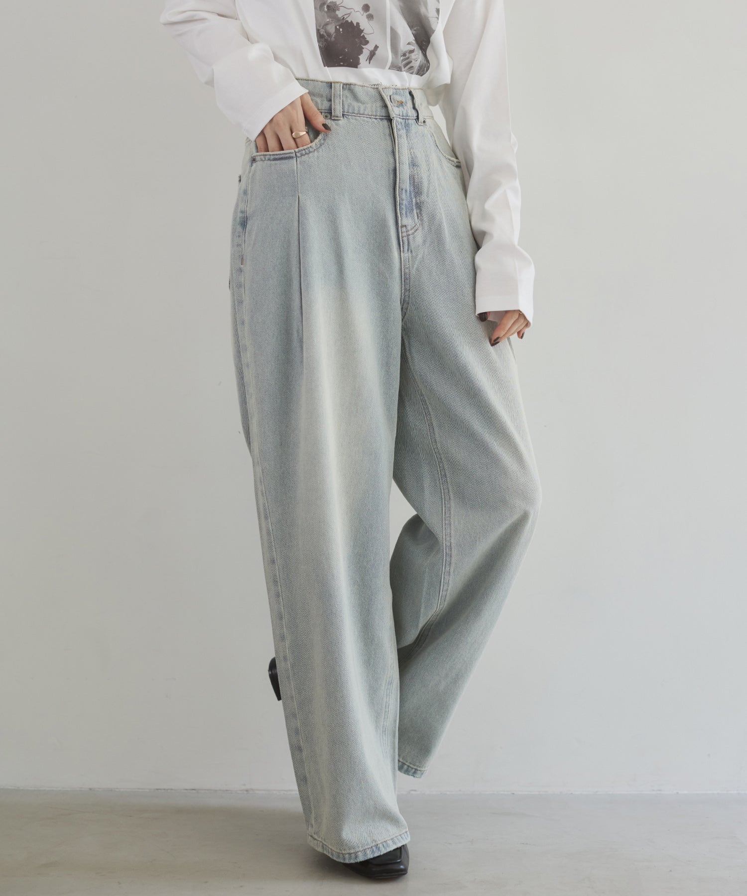 10ozポケットタック デニムパンツ