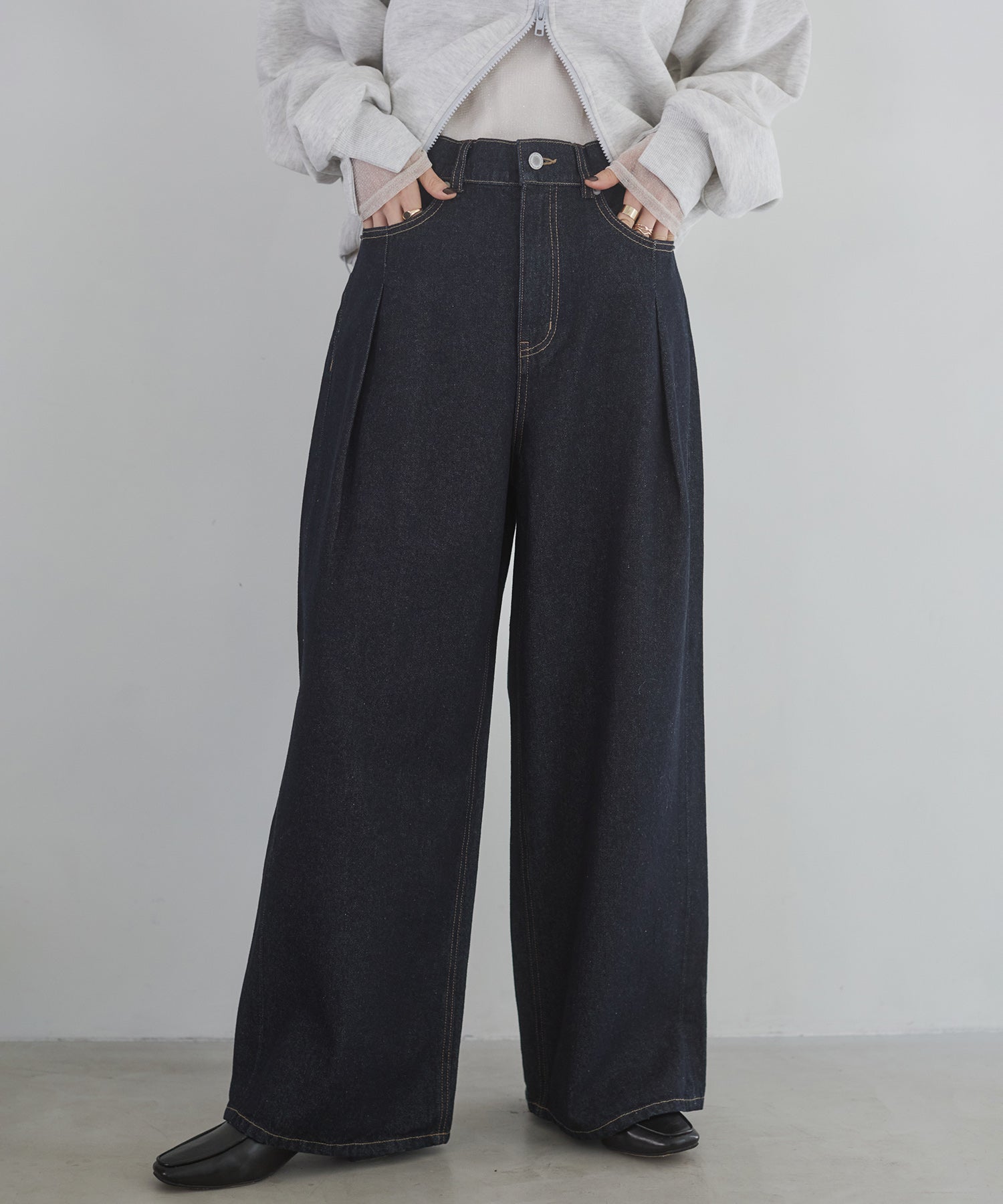 10ozポケットタック デニムパンツ