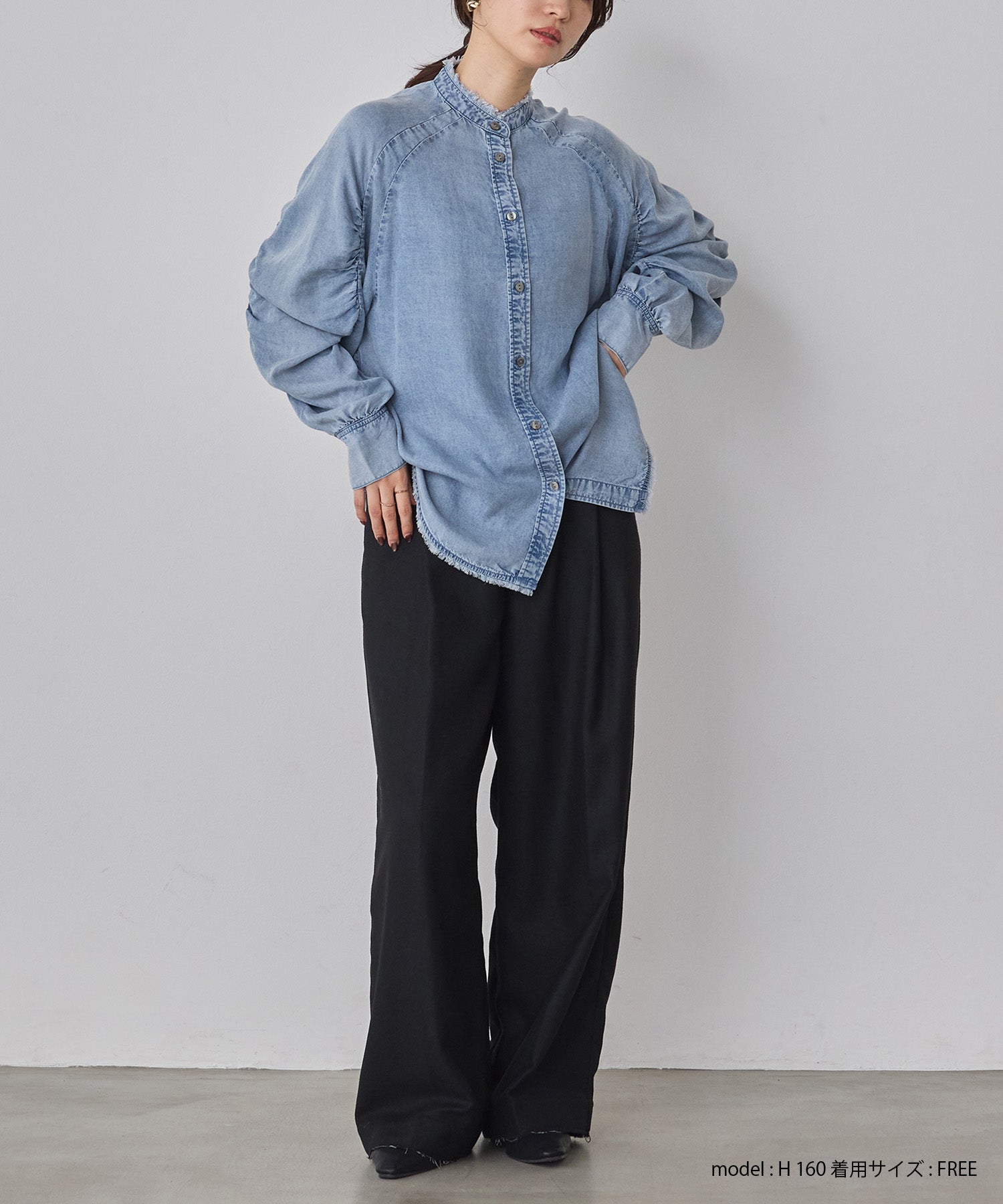 ウール混 ワイドタックパンツ