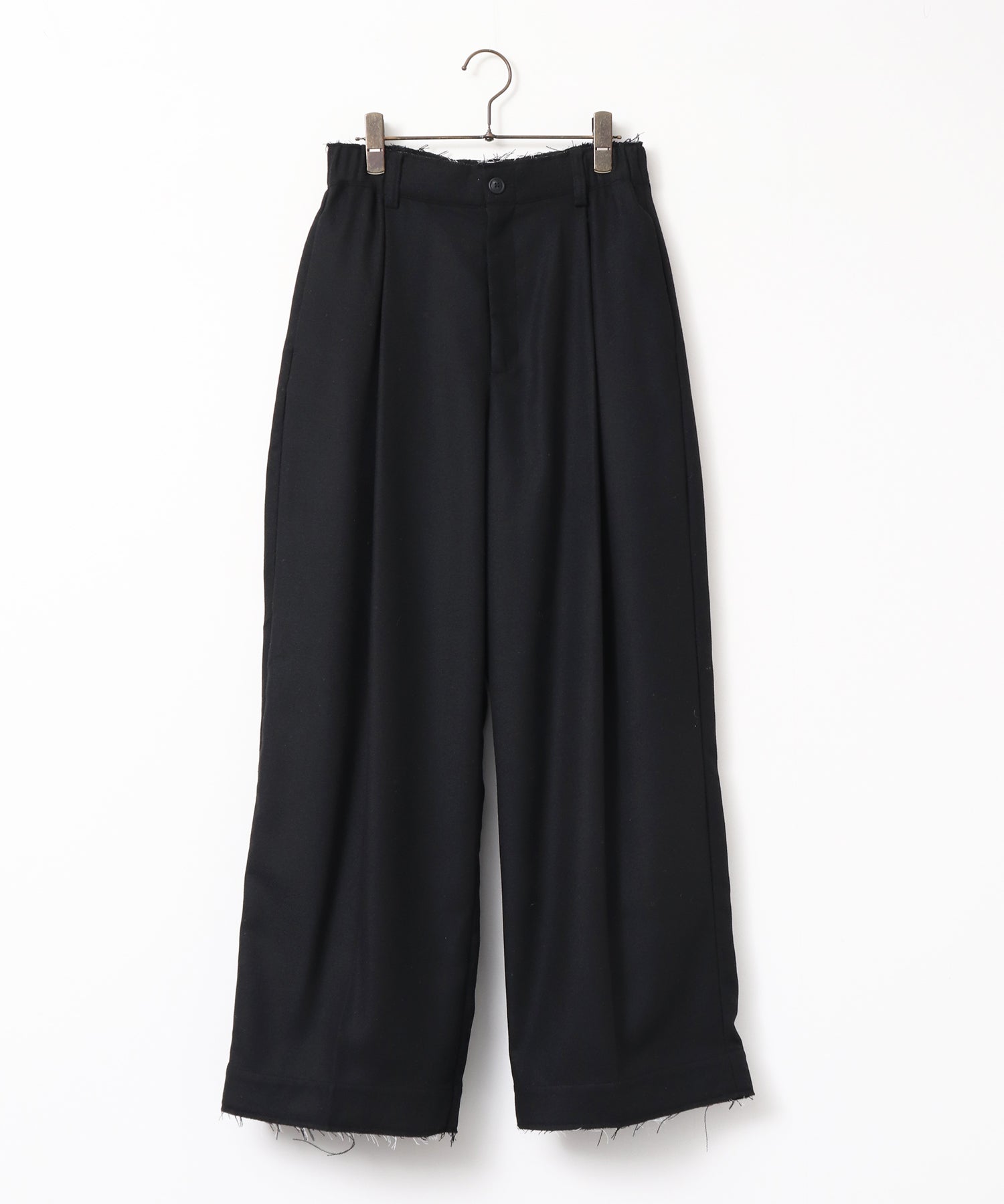 WOOL BLEND WIDE TUCK PANTS