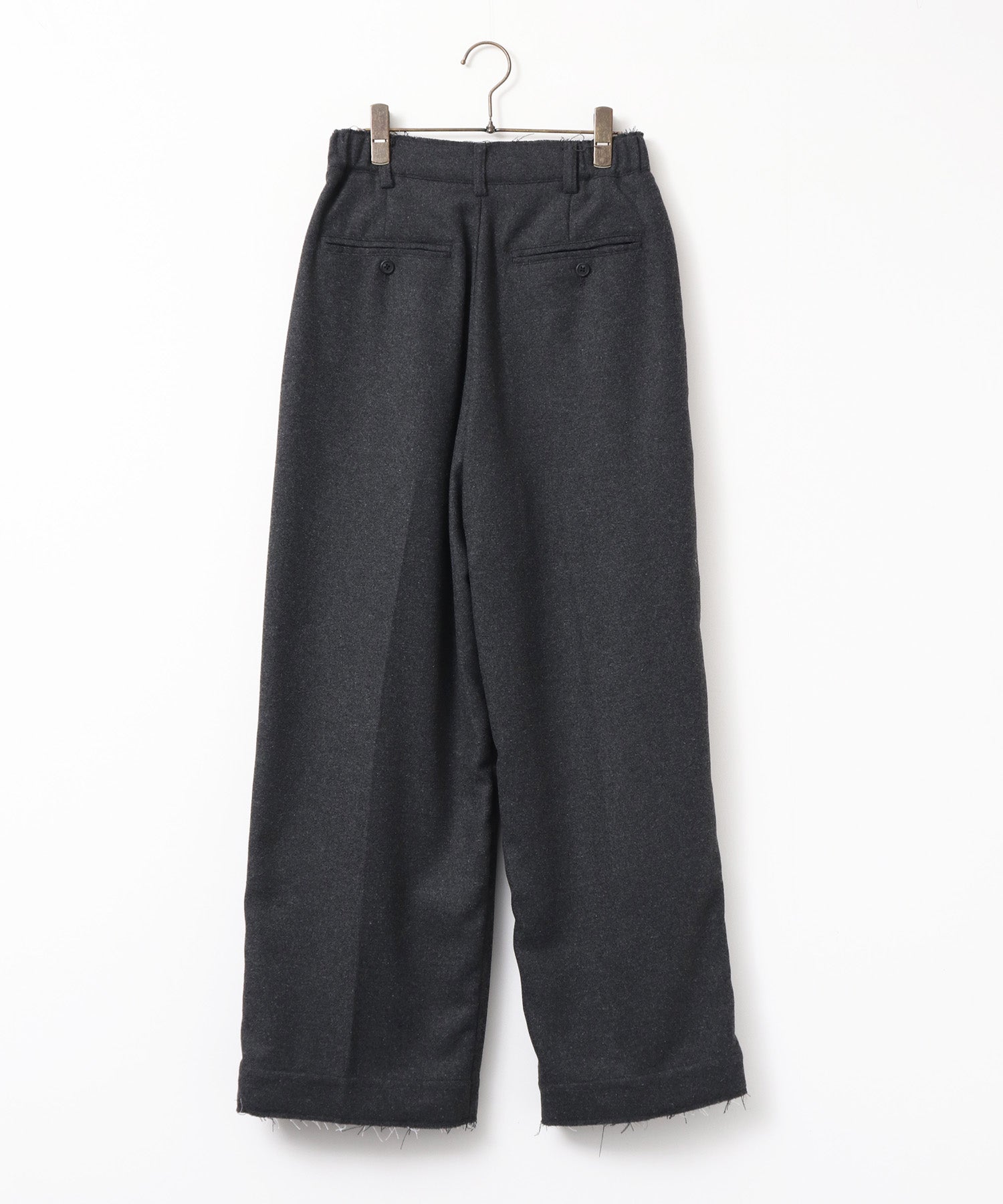 WOOL BLEND WIDE TUCK PANTS