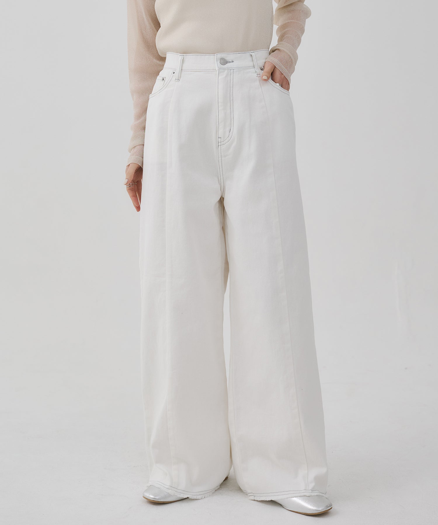 バイカラーデニムパンツ