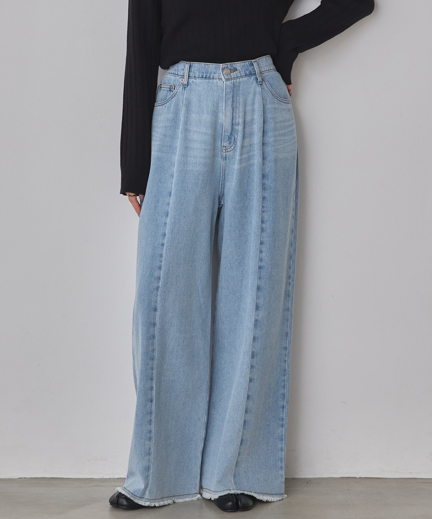 バイカラーデニムパンツ