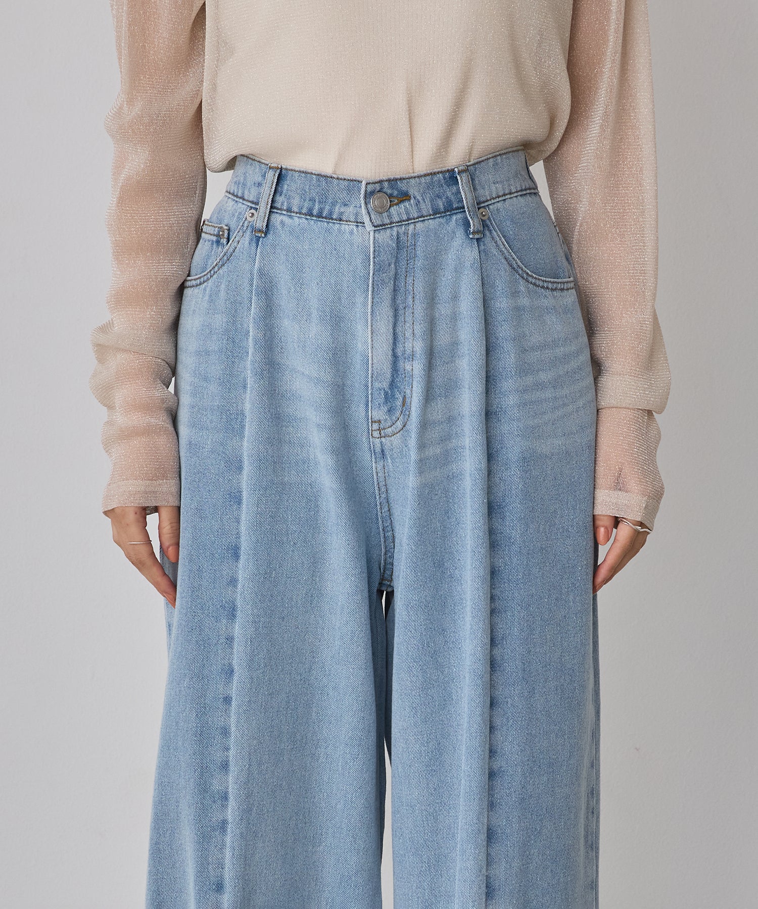 バイカラーデニムパンツ