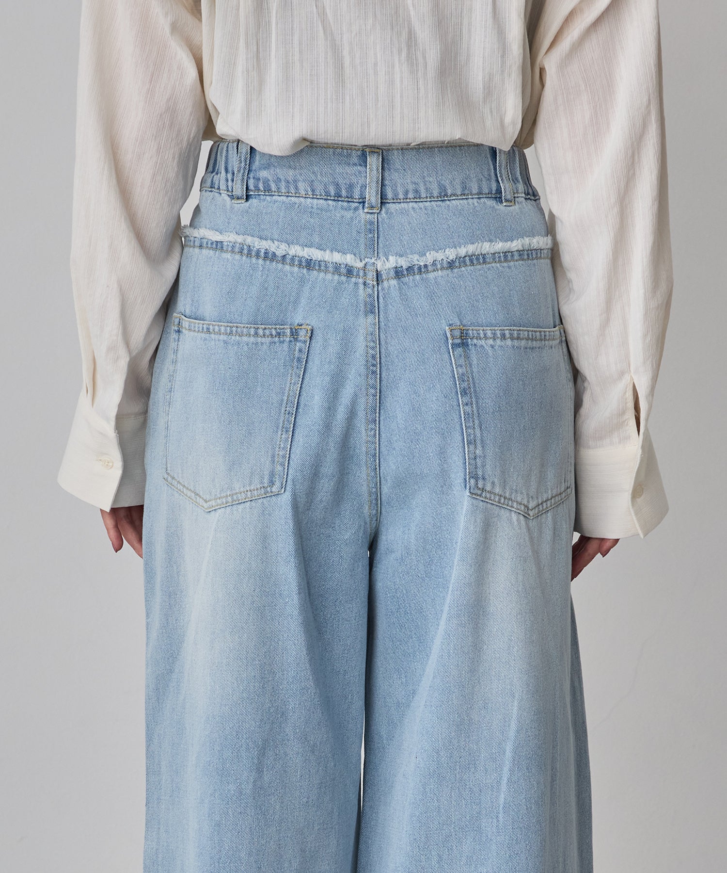 DENIM/TWILL WAIST SWITCH WIDE PANTS