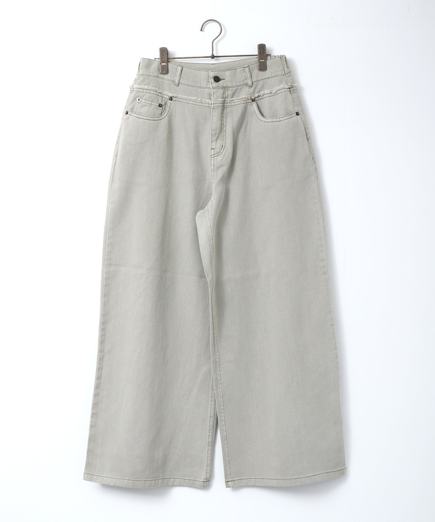 DENIM/TWILL WAIST SWITCH WIDE PANTS