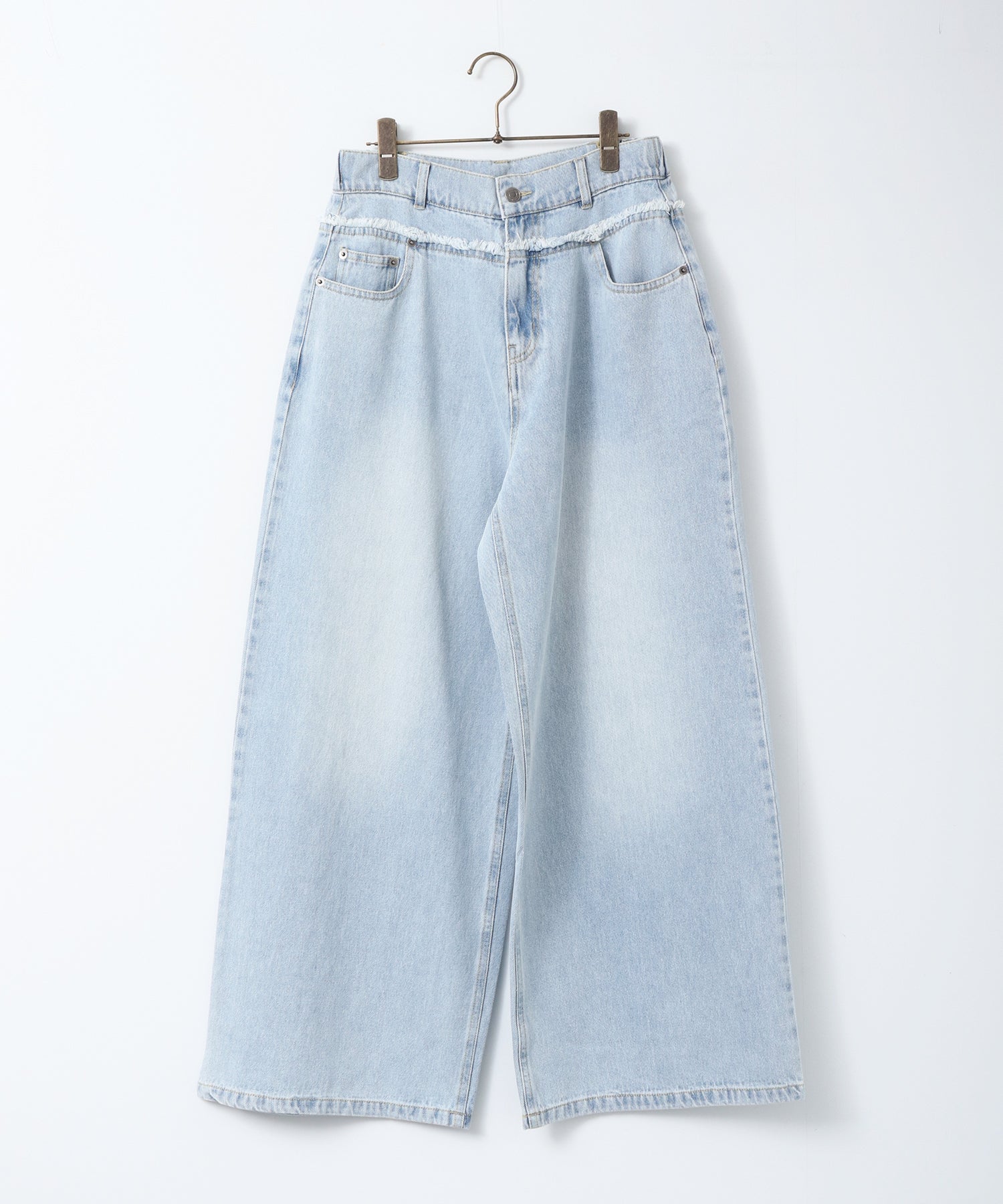 DENIM/TWILL WAIST SWITCH WIDE PANTS