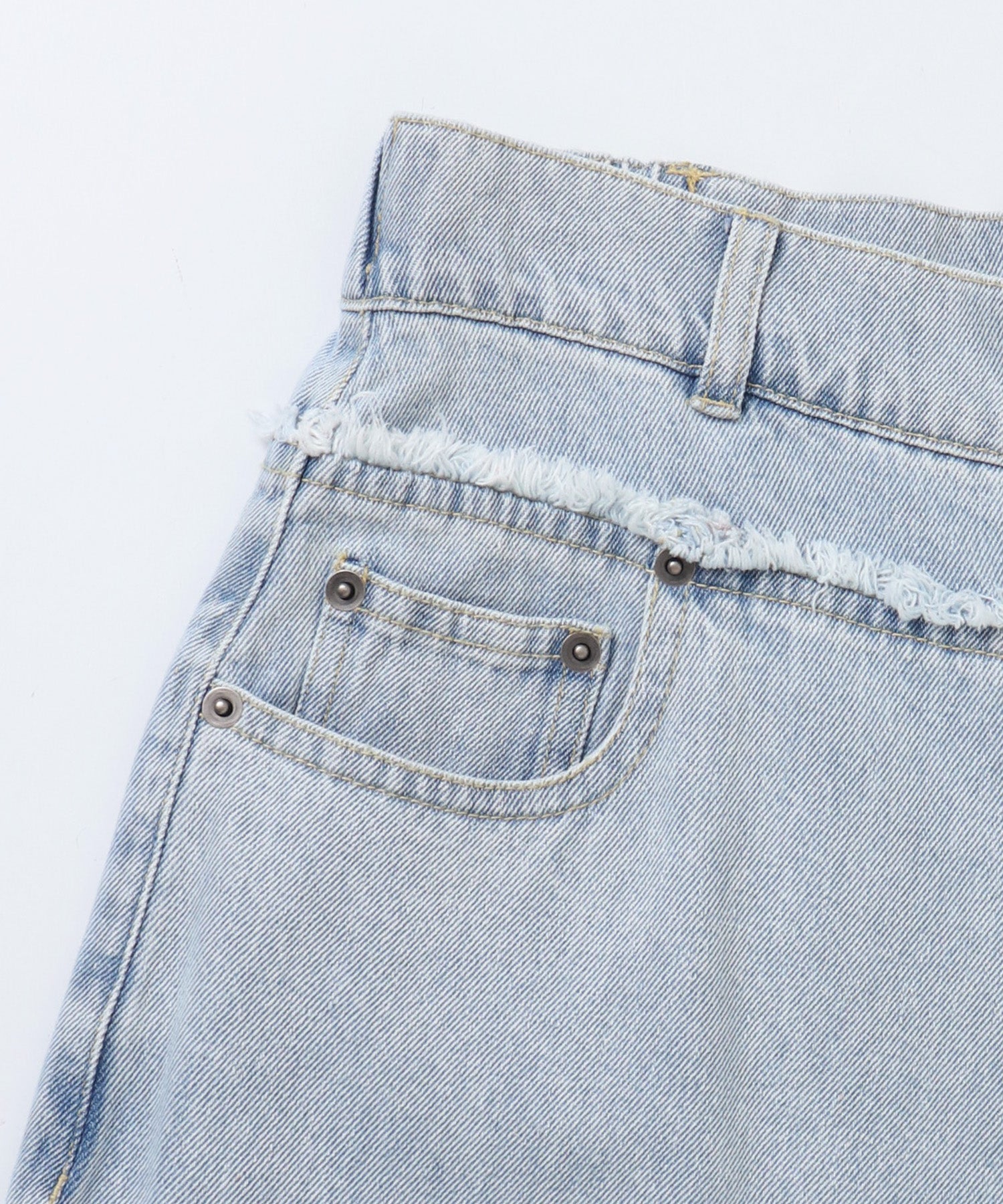 DENIM/TWILL WAIST SWITCH WIDE PANTS