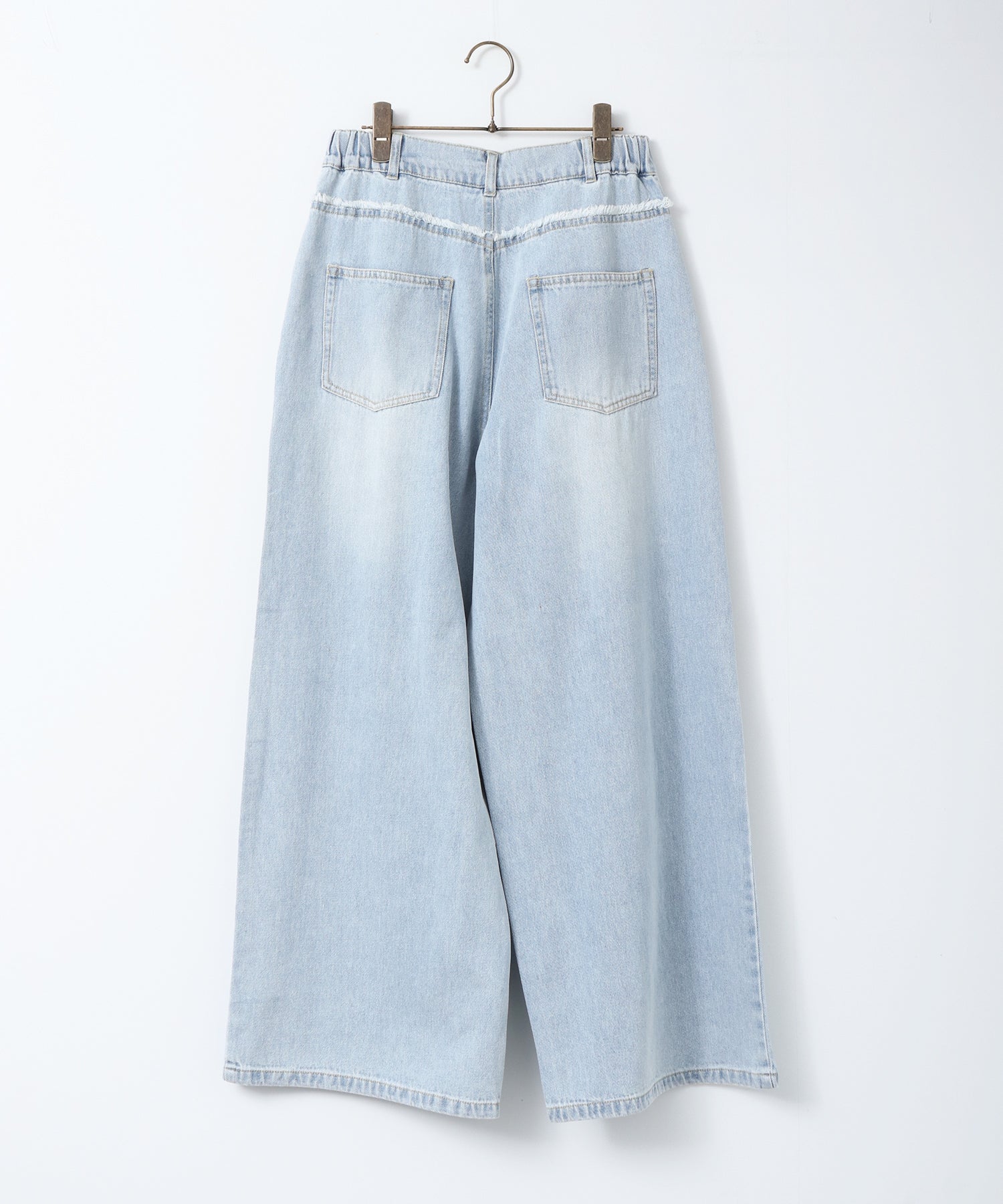 DENIM/TWILL WAIST SWITCH WIDE PANTS