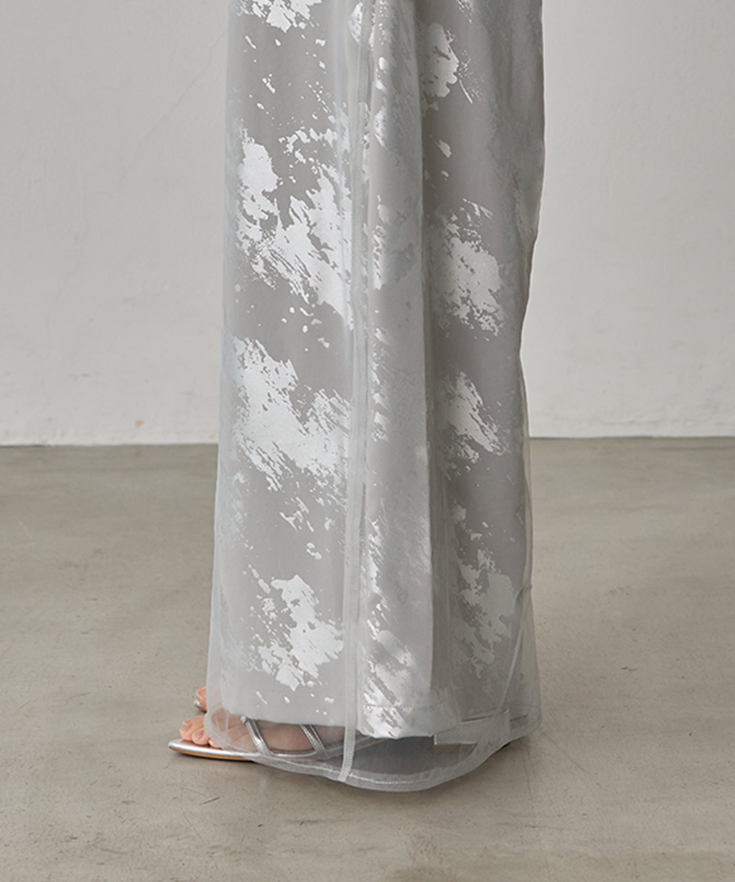GEORGETTE FOIL PRINT TULLE LAYERED PANTS