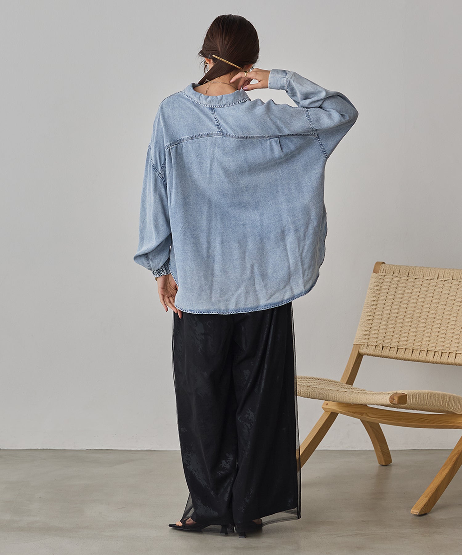 GEORGETTE FOIL PRINT TULLE LAYERED PANTS