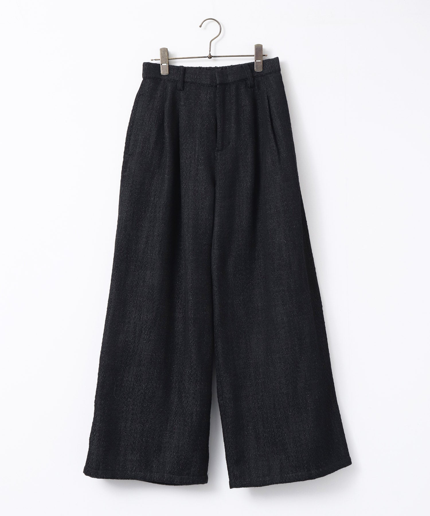 デニムライク ヘリンボーン タックパンツ