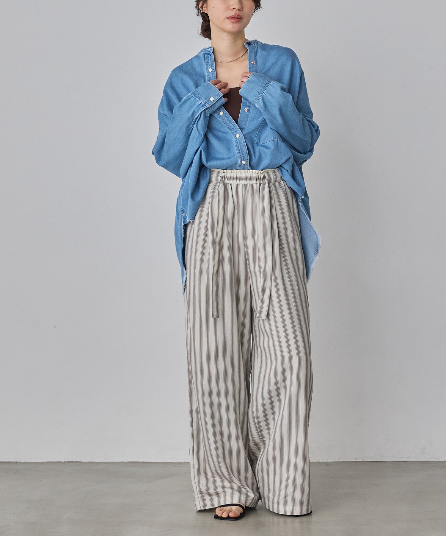 ストライプ イージーパンツ