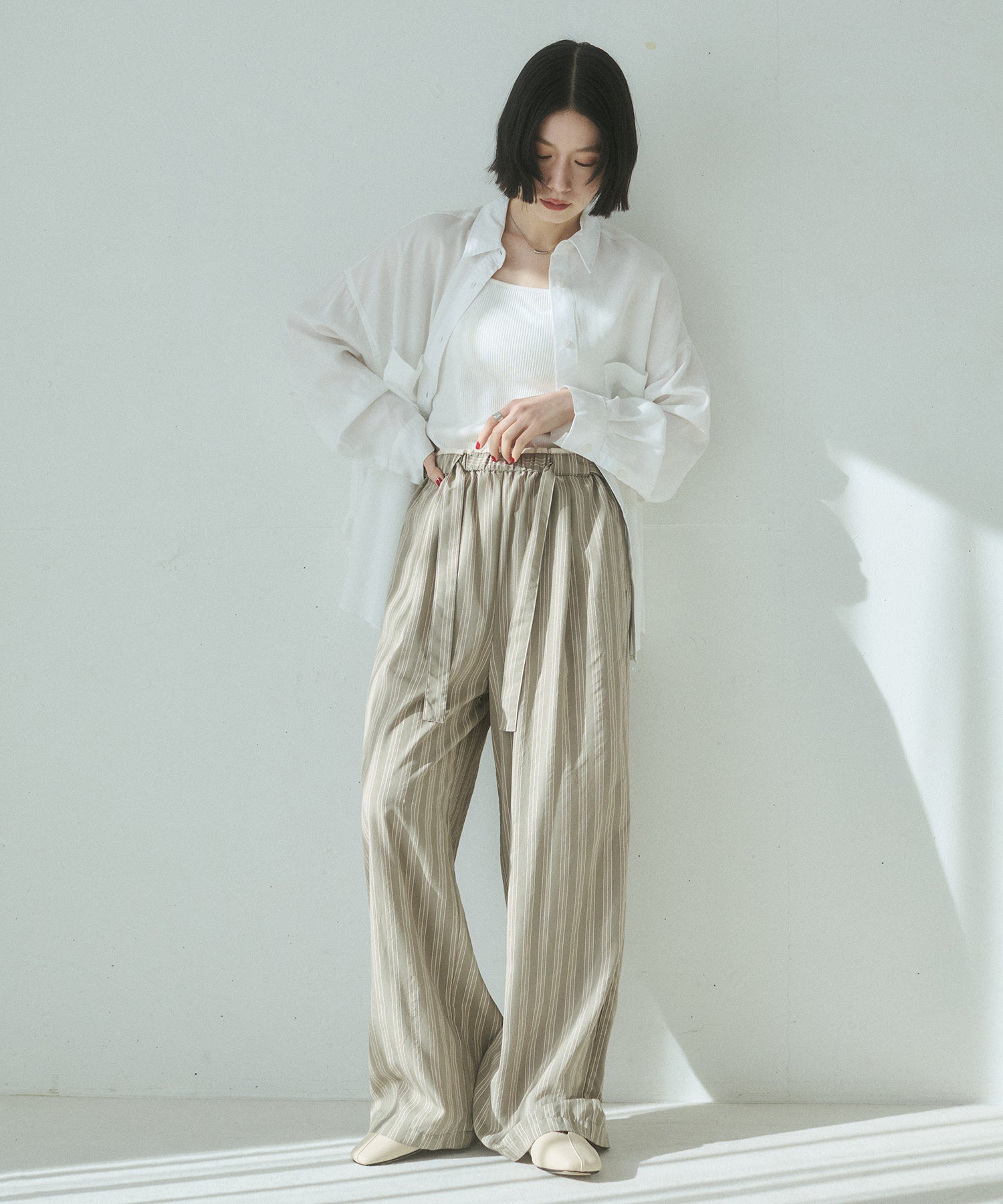 ストライプ イージーパンツ